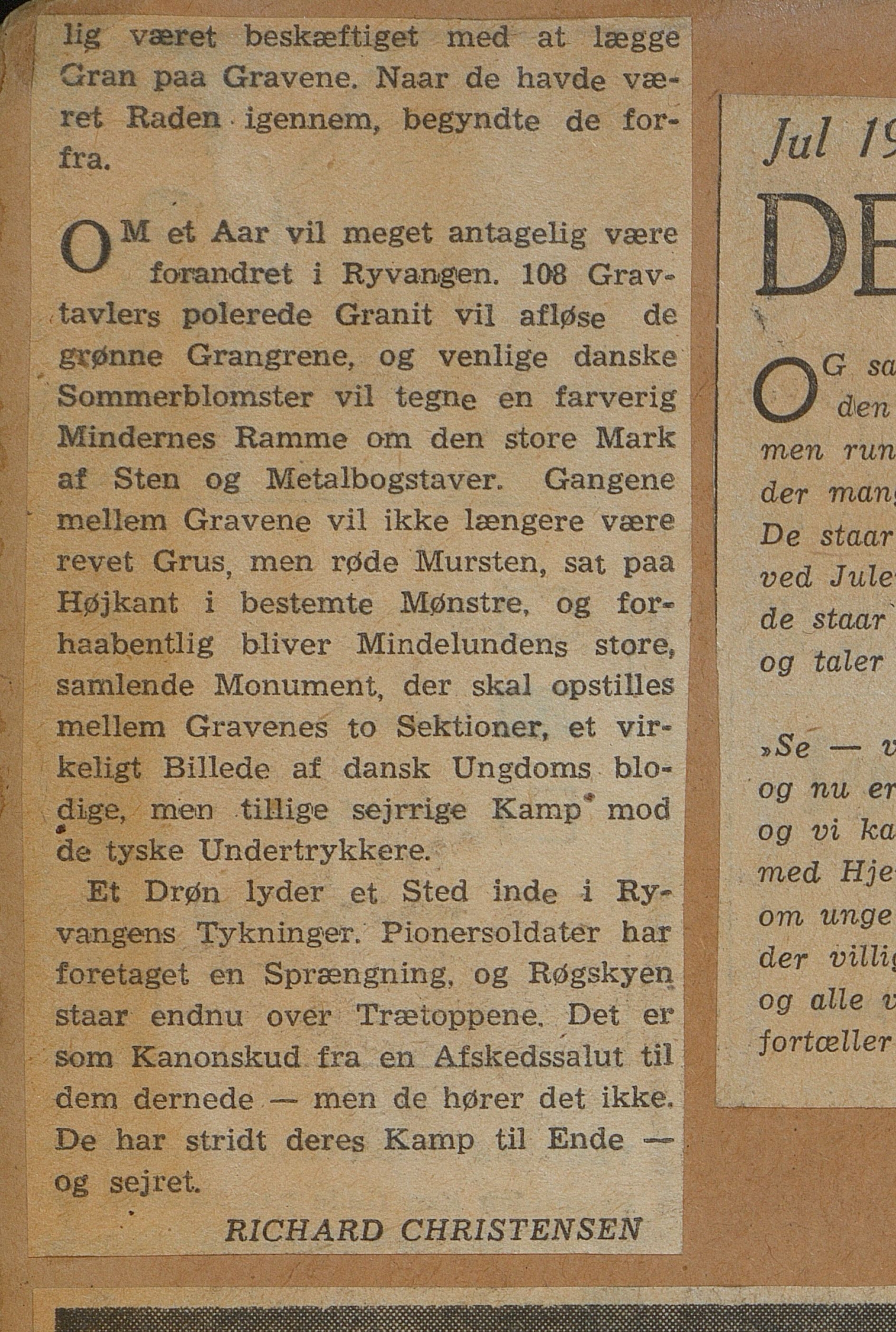 Udklippet med digtet 'De tomme stole', som blev forfattet af Oskar Hansen. - Nationalmuseet, Danmark Udklippet med digtet 'De tomme stole', som blev forfattet af Oskar Hansen.