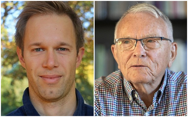 Morten B. Madsen (t.v.) er korsanger i Sct. Bendts Kirke og går nu i rette med formanden for menighedsrådet Ole Hvidesten.
