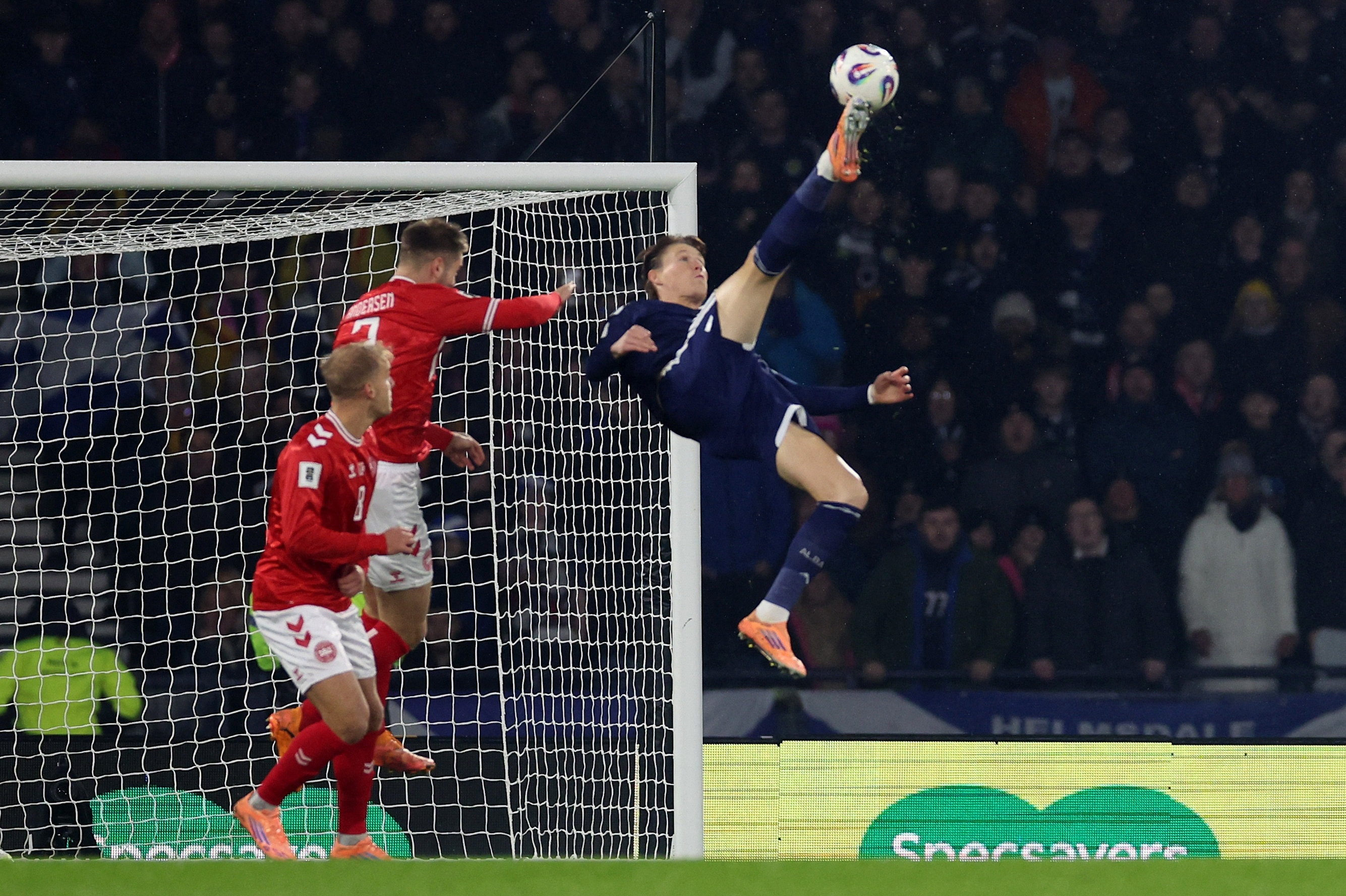 Scott McTominay fik folkeheltestatus, da han saksesparkede Skotland til VM med et mål i 4-2-sejren over Danmark på Hampden Park i Glasgow i november. (Arkivfoto).