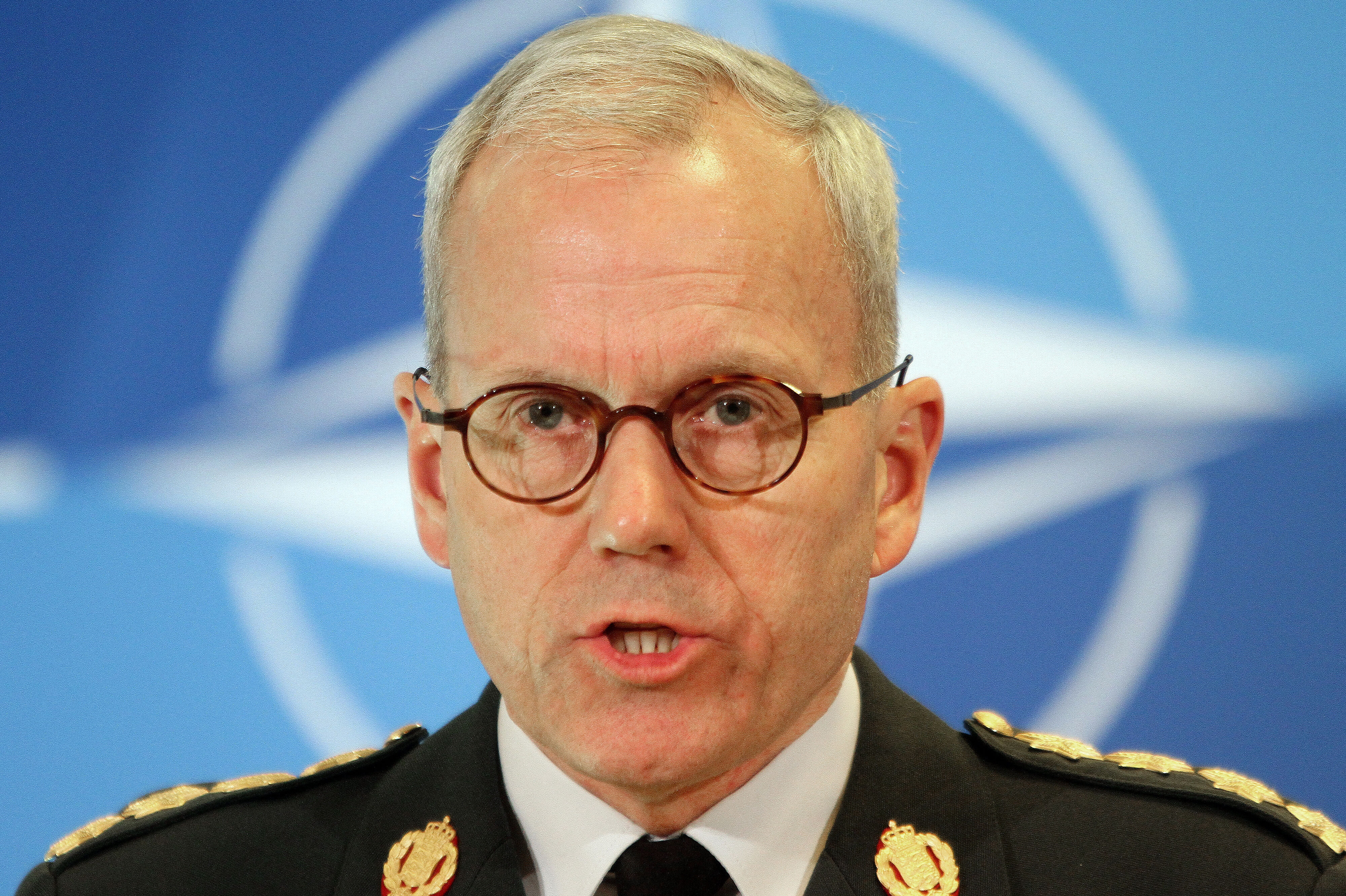 Knud Bartels var fra 2012 til 2015 formand for Natos militære komité. På billedet ses han ved et pressemøde i Litauen i 2014. (Arkivfoto).