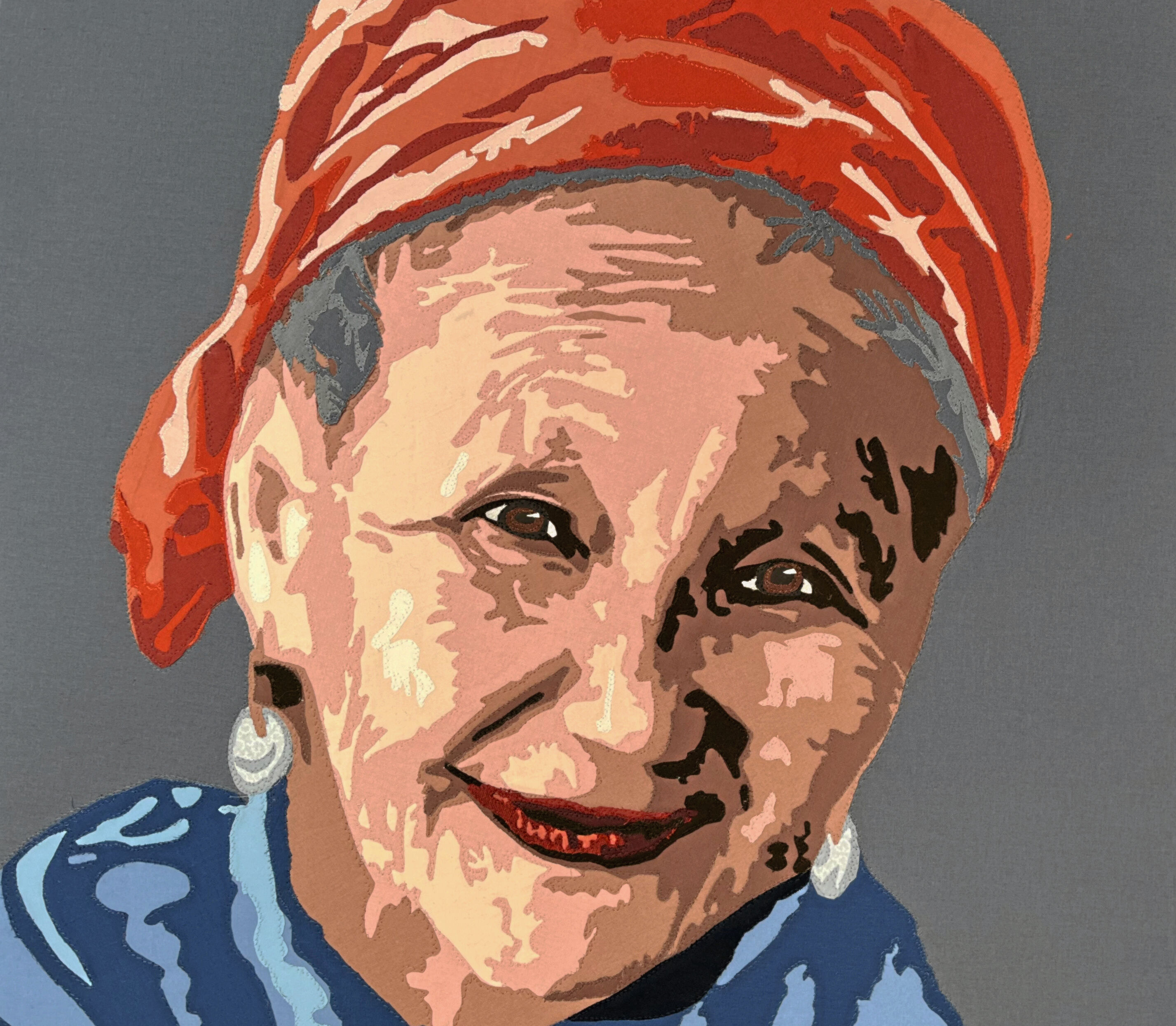 "Rosita", et tekstilbillede af Elisabeth Hornung, fra udstillingen.