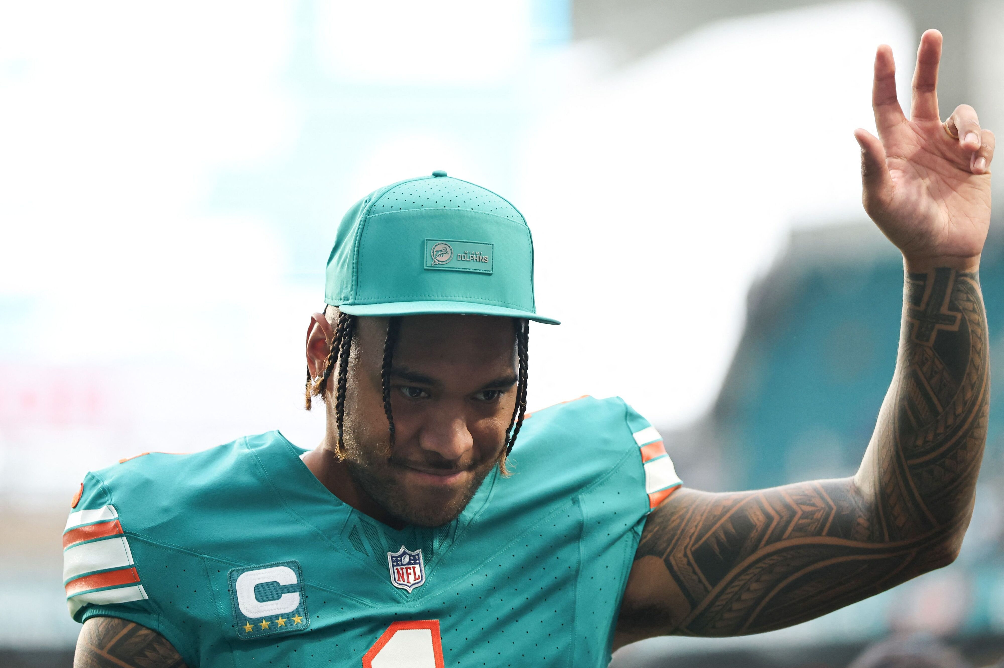 Tua Tagovailoa er færdig som quarterback i Miami Dolphins, hvor han blev draftet i 2020. (Arkivfoto)
