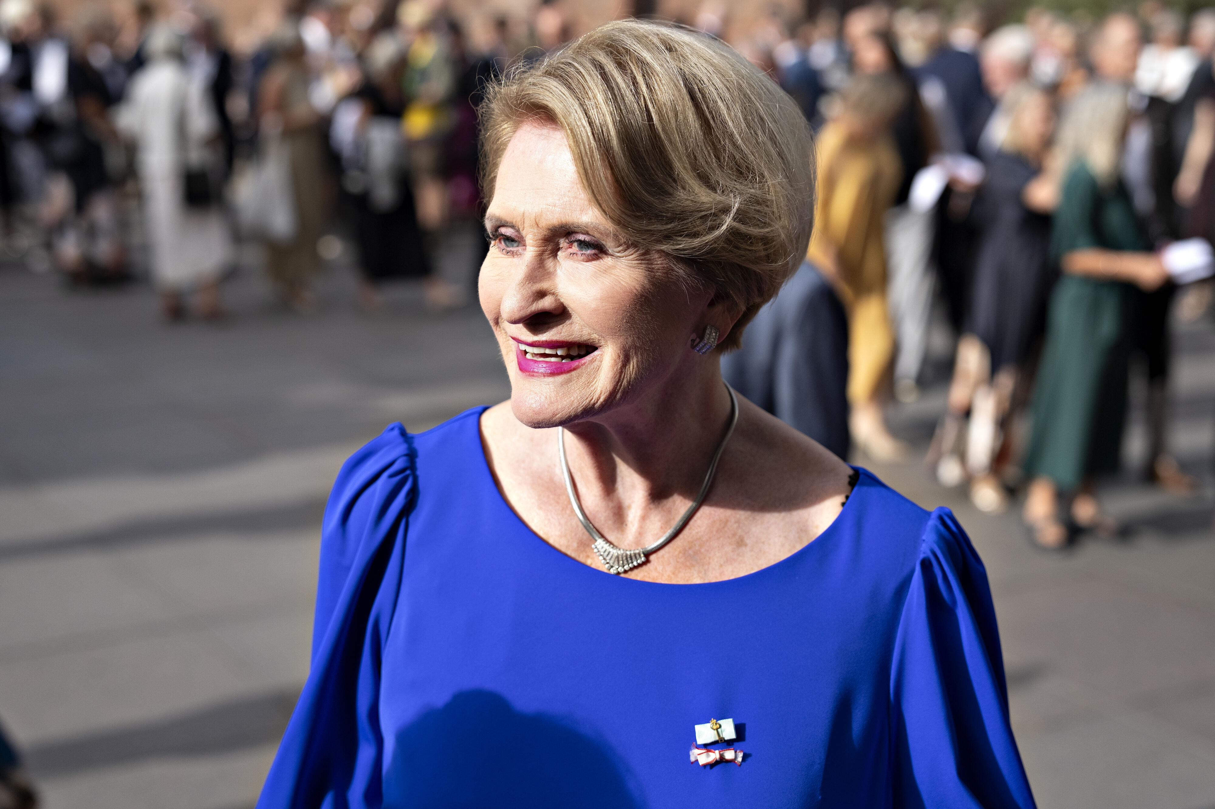 Karin Salling på den røde løber ved Aarhus Teater under Aarhus Festuge i 2025. (Arkivfoto).