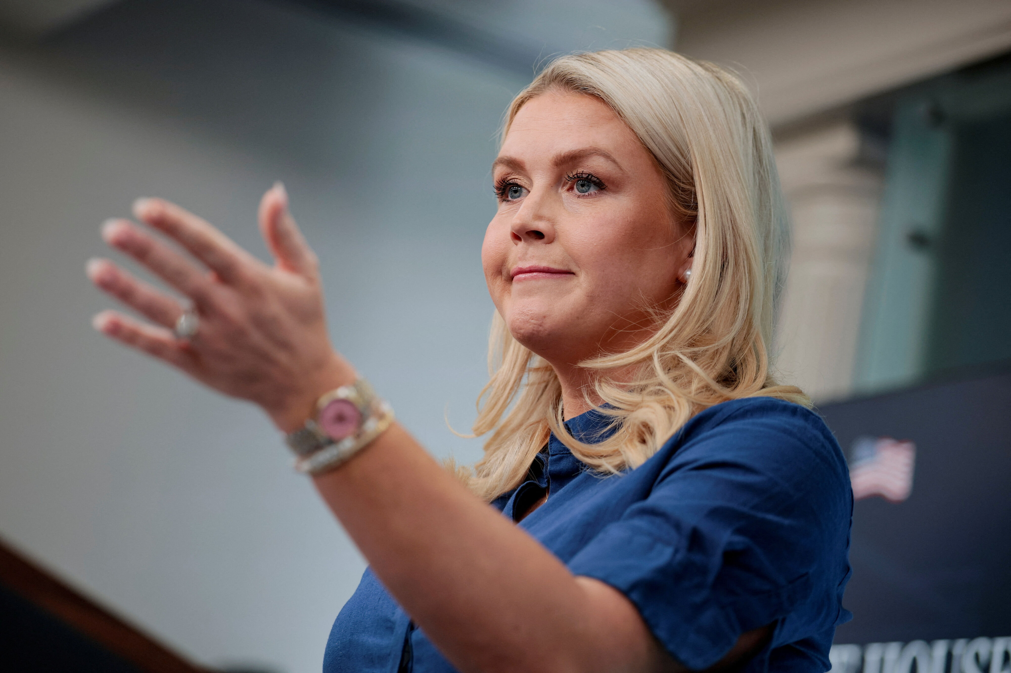 Talsperson for Det Hvide Hus,  Karoline Leavitt, fortæller onsdag, at drøftelser om nye forhandlinger er i gang. (Arkivfoto).