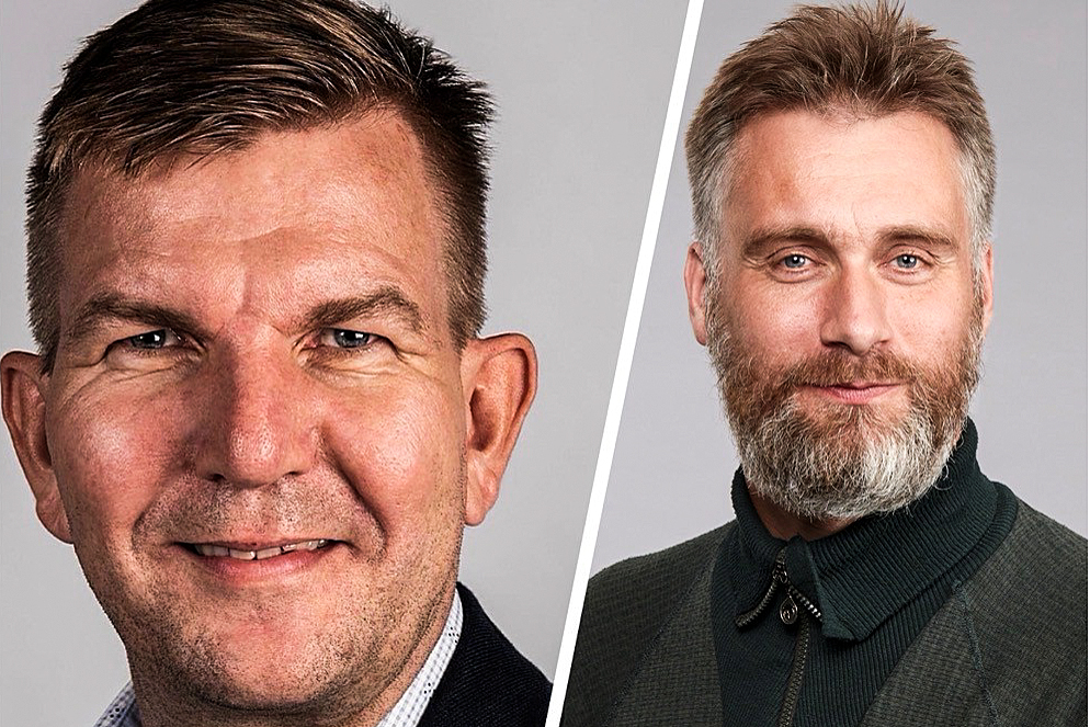 Johan Hahn, (til venstre) gruppeformand for "Et Samlet Egedal" ærgrer sig over Bo Brøndum Pedersens (til højre) skifte til Radikale Venstre.