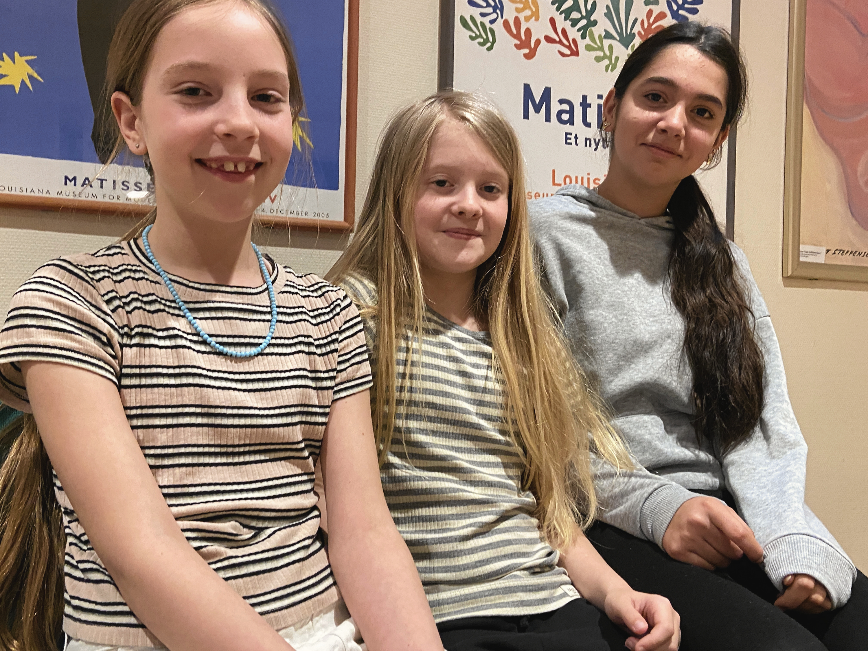 Her er det fra venstre Kaya Malmqvist, Mathilde Andersen og Katarina Milosavic, alle fra Solskinsskolen i Skælskør.