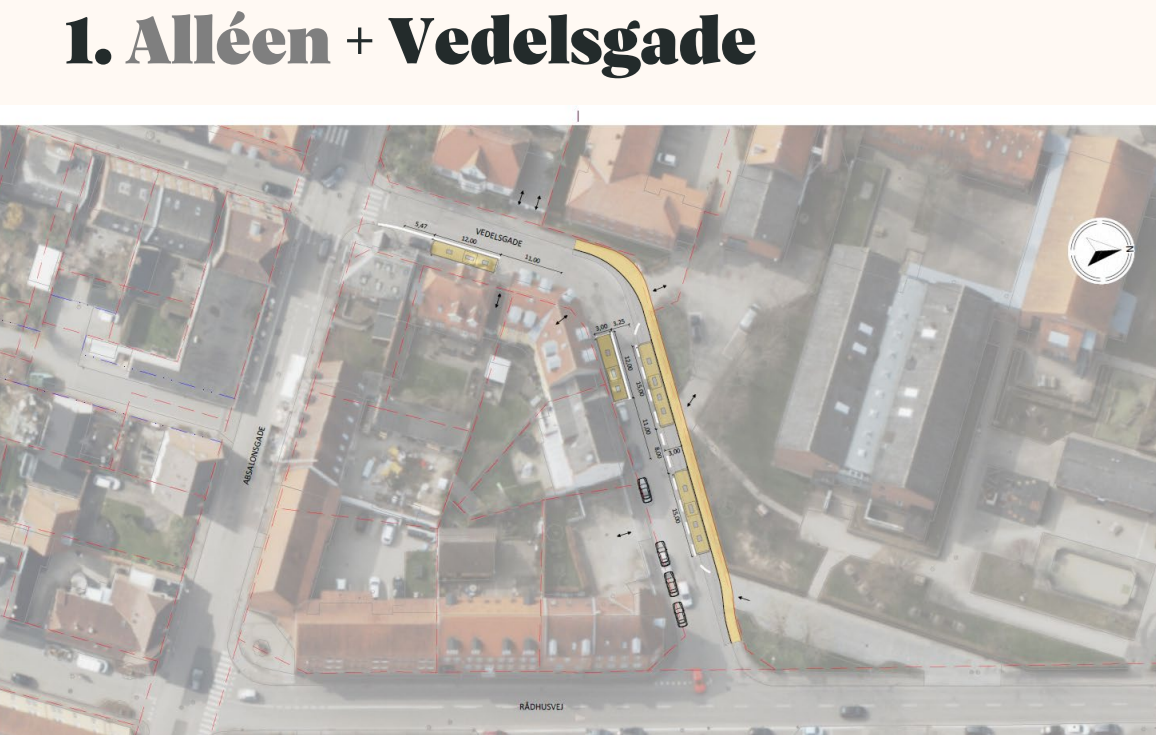 Økonomiudvalget besluttede i 2025, at der arbejdes videre med "Scenarie 1 - Alléen og Vedelsgade", der flytter busteterminalen fra Rådhusvej (nederst) til Vedelsgade.