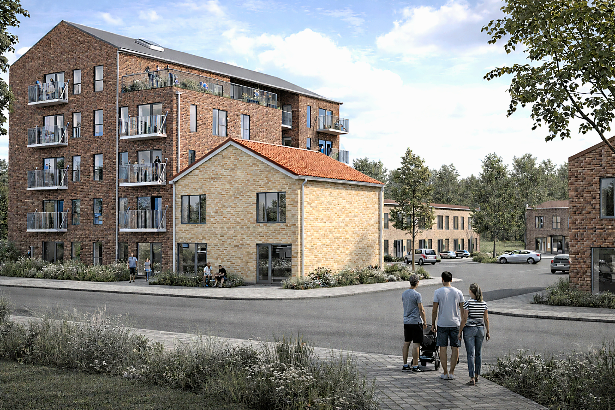 Sådan vil det nye byggeri se nogenlunde ud, når det står færdigt.