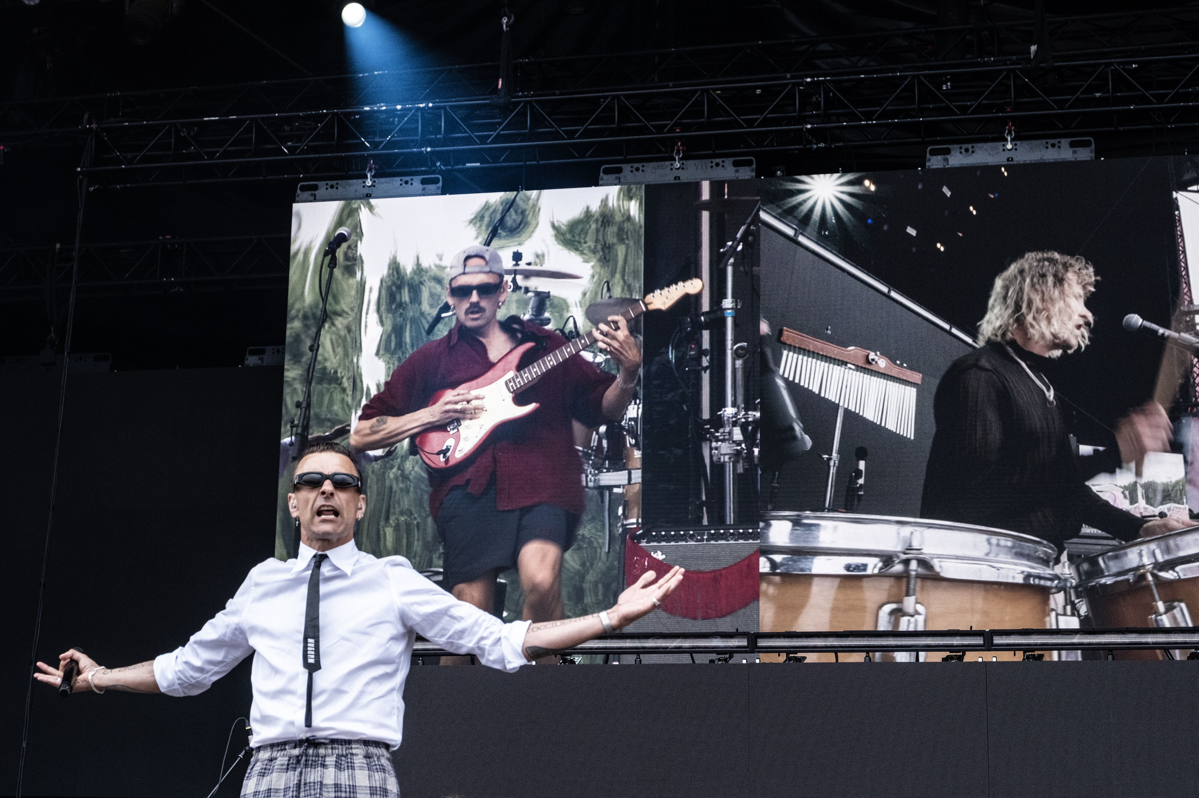 Hugorm har Simon Kvamm i front, Árni Bergmann Jóhannsson bag trommesættet og Morten Gorm på guitar. (Arkivfoto).