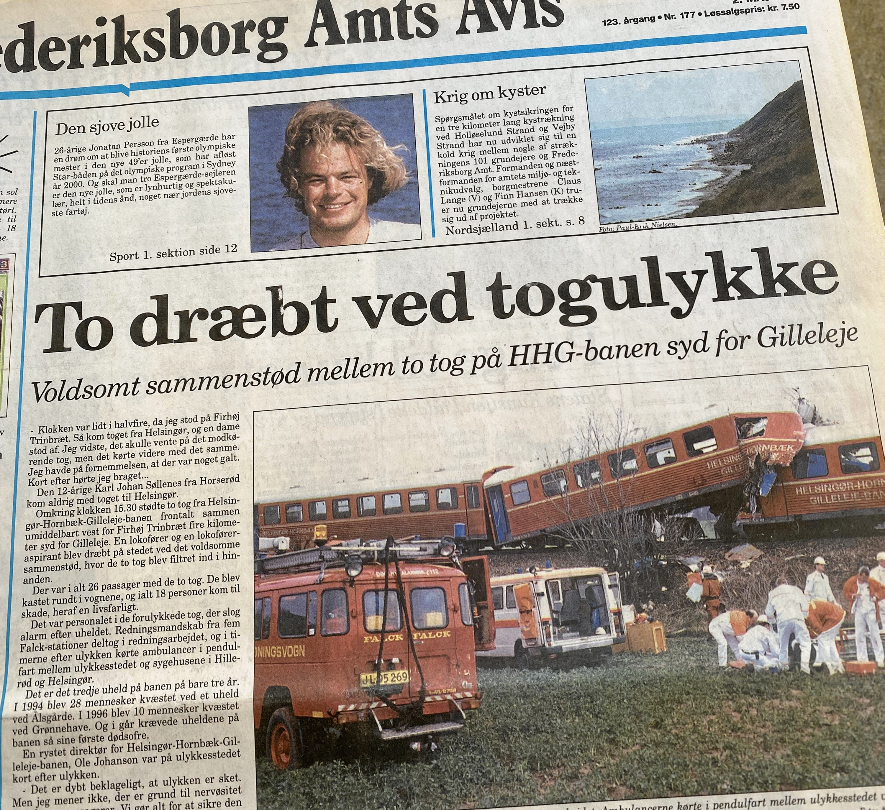 Forsiden af Frederiksborg Amts Avis fredag den 2. maj 1997 omtalte dødsulykken ved Firhøj