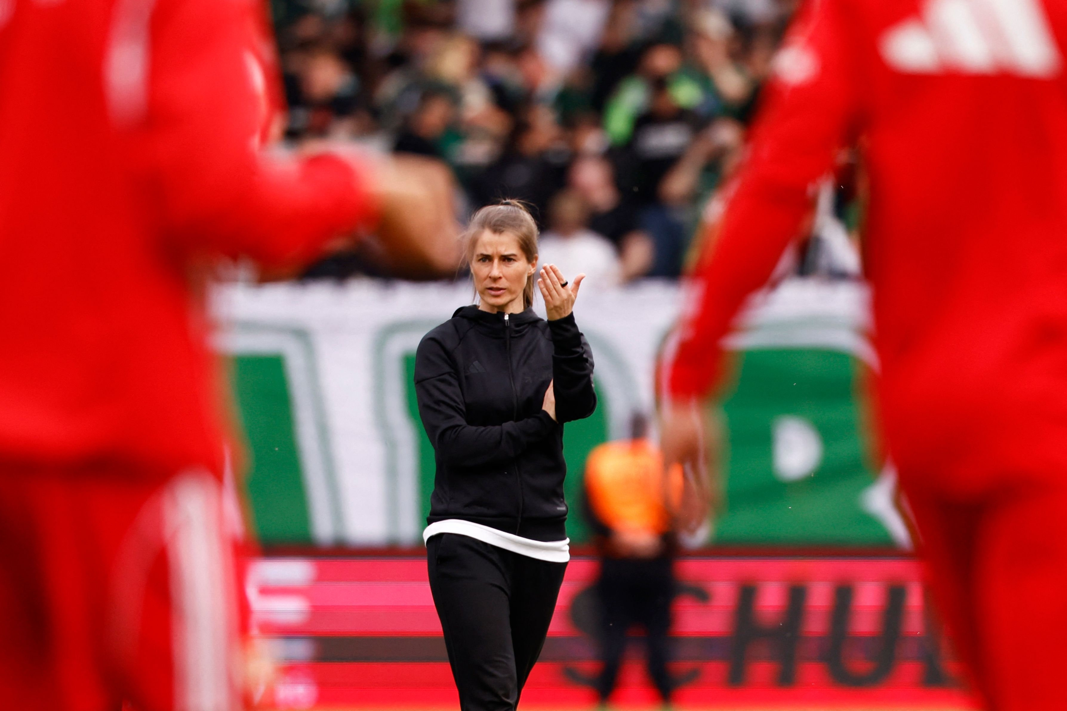 Marie-Louise Eta gik i sidste weekend fra banen som taber efter sin første kamp som cheftræner for Union Berlin, der på hjemmebane tabte til Wolfsburg. (Arkivfoto).
