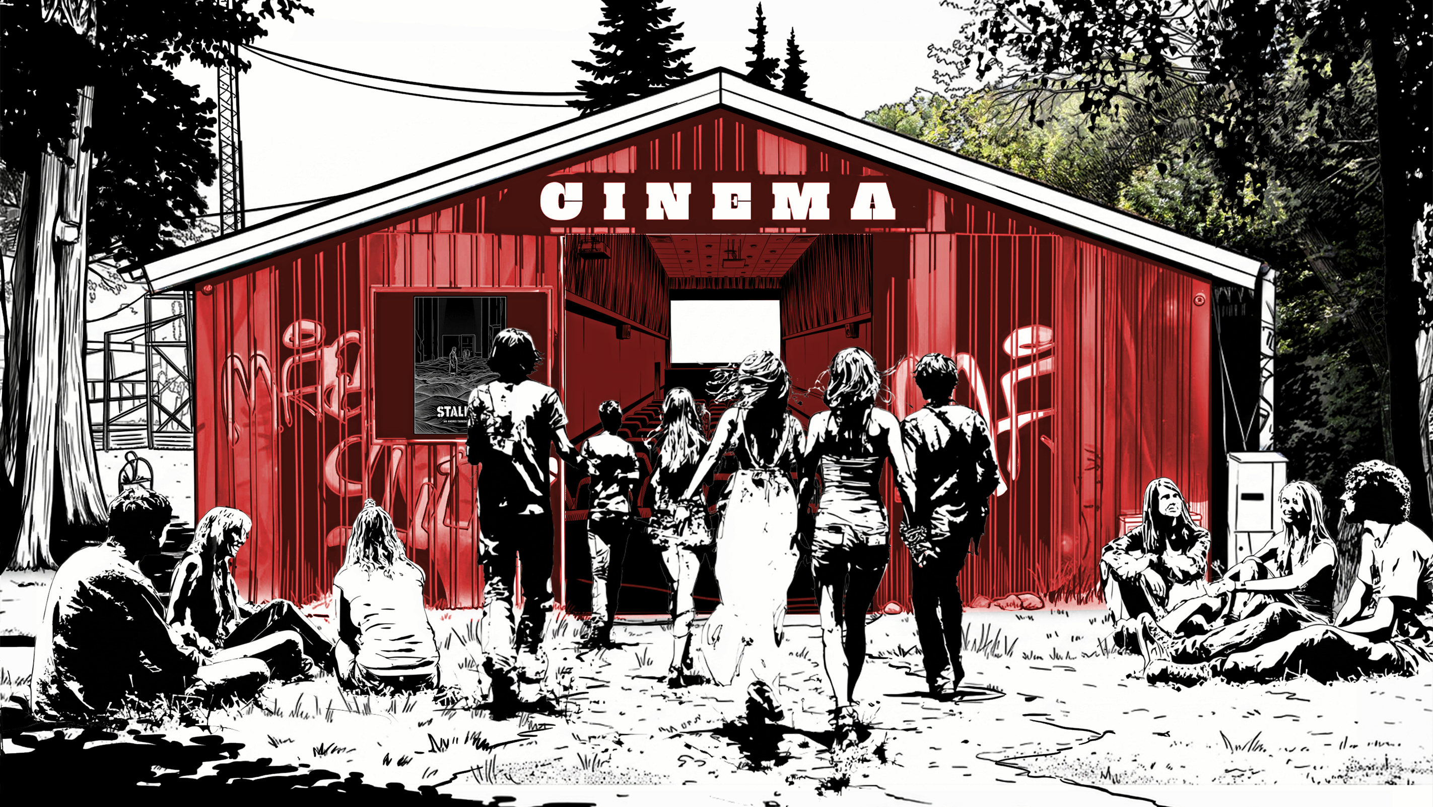 Roskilde Festivals biograf Cinema får hjemme i en ladebygning på campingområdet.