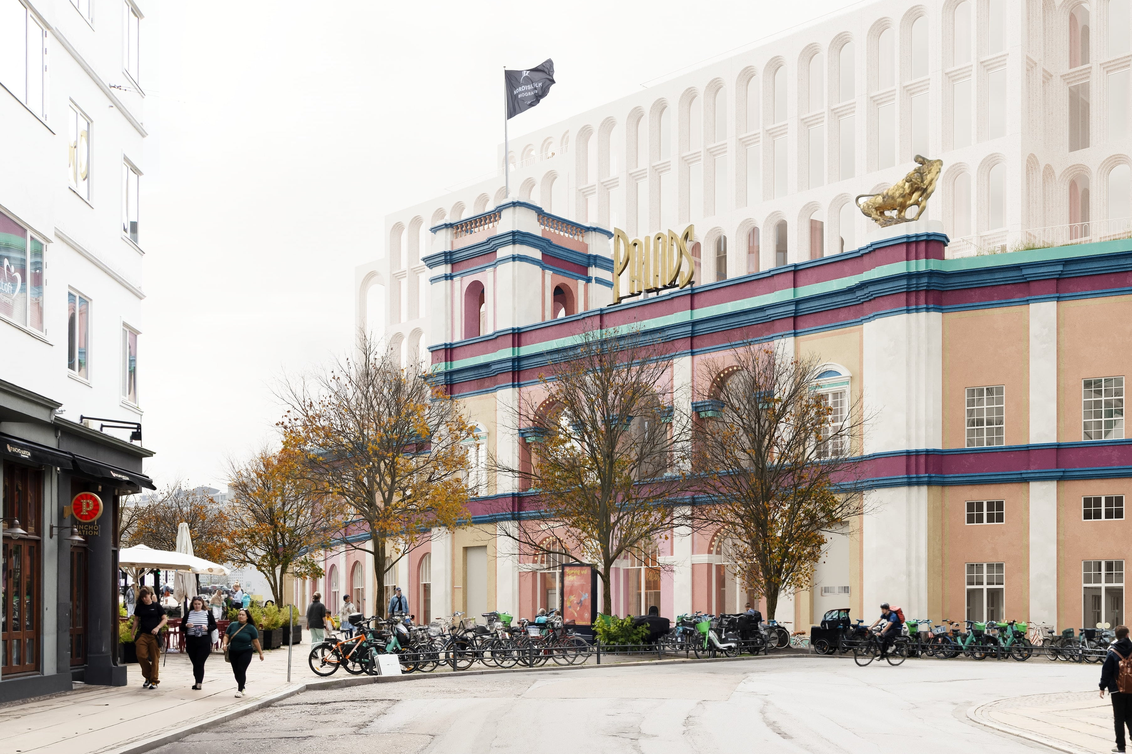 Lokalplanen tillader, at der bygges fem etager med hotel oven på den nuværende Palads-bygning. (Arkivfoto).
