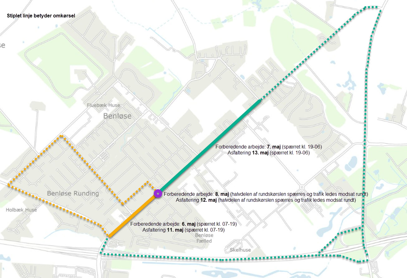 Her kan man se planen for asfalteringen af Roskildevej