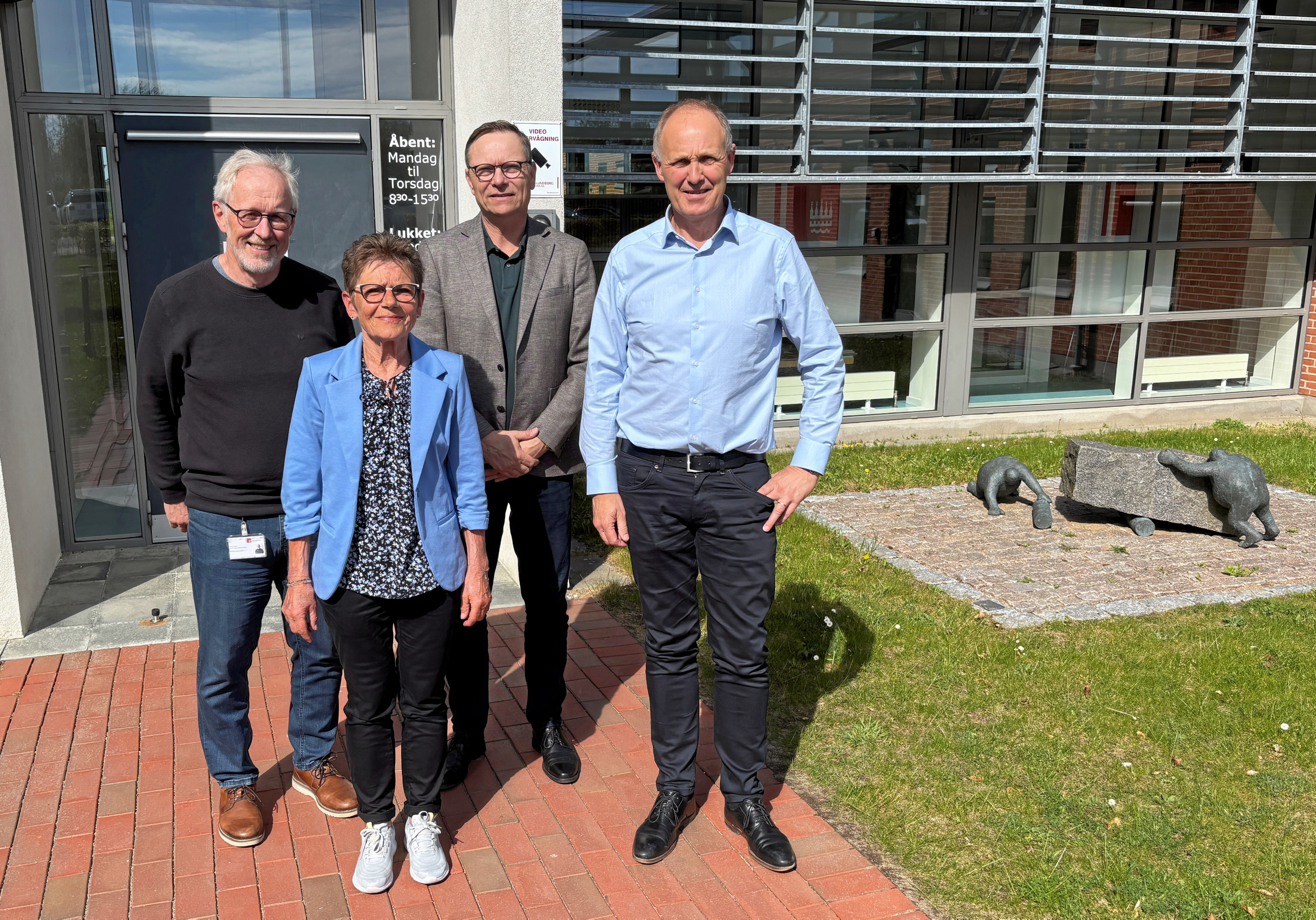 Flertalsgruppens fire gruppeformænd er enige om, at Kalundborg Kommunes foreningsliv spiller en central rolle i fremtidens velfærd. Fra venstre mod højre er det Hans Munk (R), Gunver Jensen (Kalundborglisten), Peter Jacobsen (DF) og borgmester Martin Damm (V).