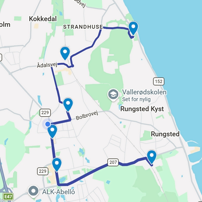Ældre Sagens nye foreslåede ruteføring, der anbefales maks. 8 stop undervejs. Her er hovedstoppene indsat Mikkelborg Park, Kokkedal Station, Alsvej (Sophielund), Kongevejscentret, Hørsholm Midtpunkt og Rungsted Kyst Station (Øst). - Ældre Sagen Ældre Sagens nye foreslåede ruteføring, der anbefales maks. 8 stop undervejs. Her er hovedstoppene indsat Mikkelborg Park, Kokkedal Station, Alsvej (Sophielund), Kongevejscentret, Hørsholm Midtpunkt og Rungsted Kyst Station (Øst).