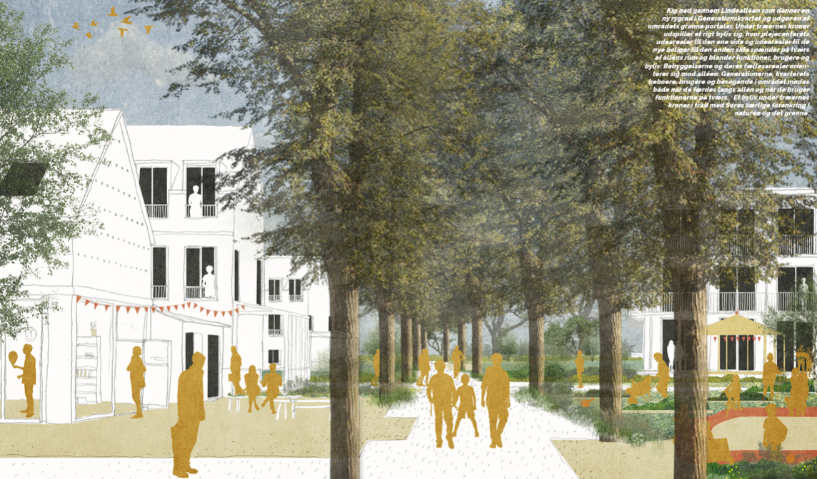 Vinderforslaget fra arkitektfirmaet Holscher Nordberg viser et plejehjem i op til tre etager ved Cirkuspladsens Lindeallé. I lokalplanen, der nu har været i høring og skal vedtages, må bebyggelse på Cirkuspladsen "opføres i op til 3,5 etager."