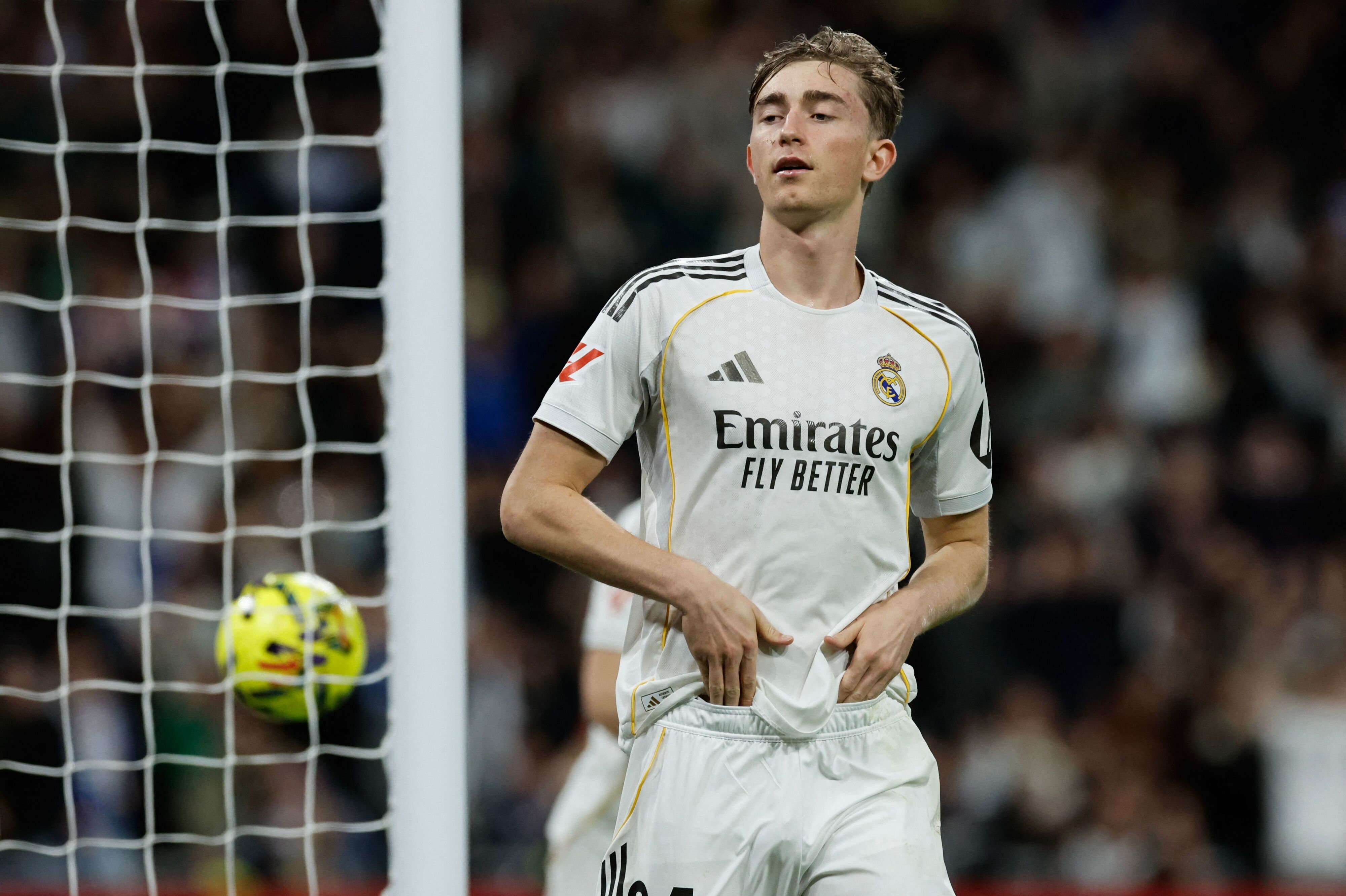 Real Madrids forsvarsspiller Dean Huijsen kom ikke med i Spaniens VM-trup. (Arkivfoto).