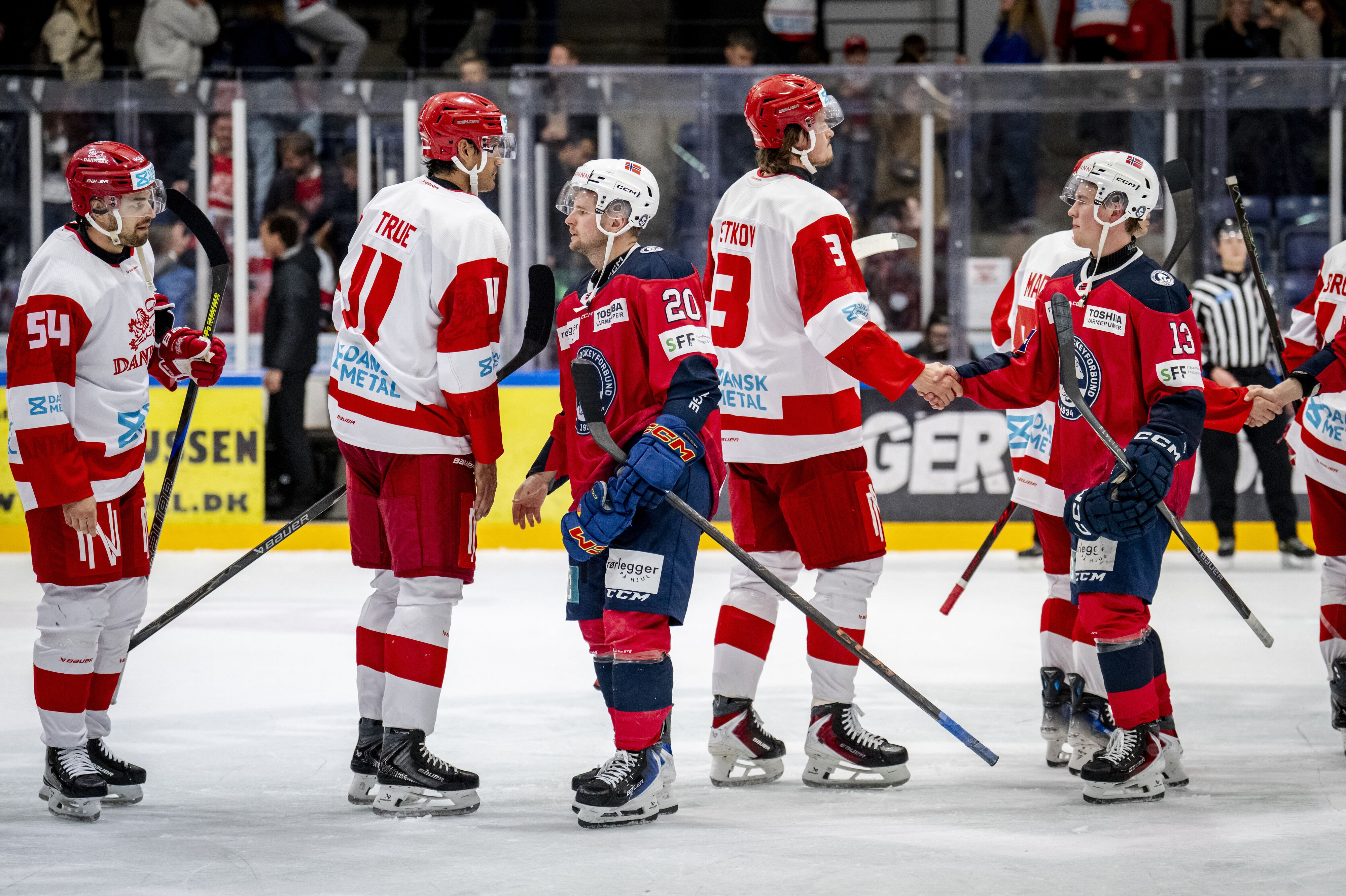 Danmark og Norge stod senest over for hinanden 30. april i Rødovre, hvor Danmark vandt 3-1 i en testkamp. (Arkivfoto).