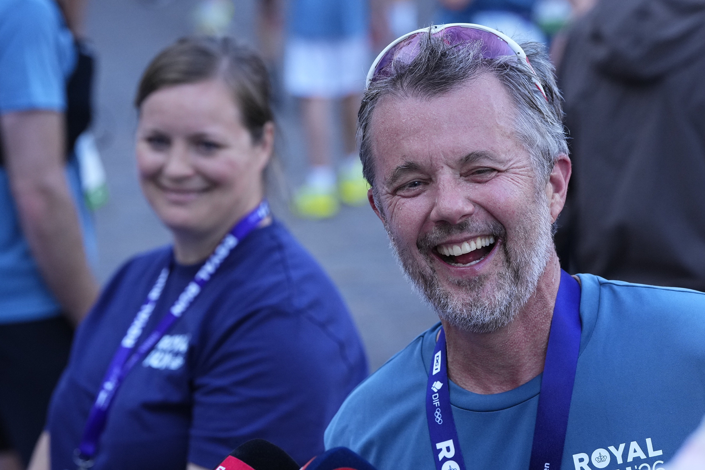 Kong Frederik tog opstilling foran pressen, efter at han havde løbet ti kilometer i København i forbindelse med Royal Run.