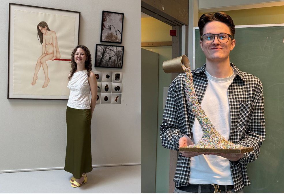 Det var en særlig oplevelse for Karoline Kjeldgaard og Jeppe Emil Therslund at se deres værker udstillet på ARKEN. Begge elever fra Slagelse Gymnasium er blandt de 28 unge kunstnere, der er udvalgt til årets Kørners Kunstkonkurrence.