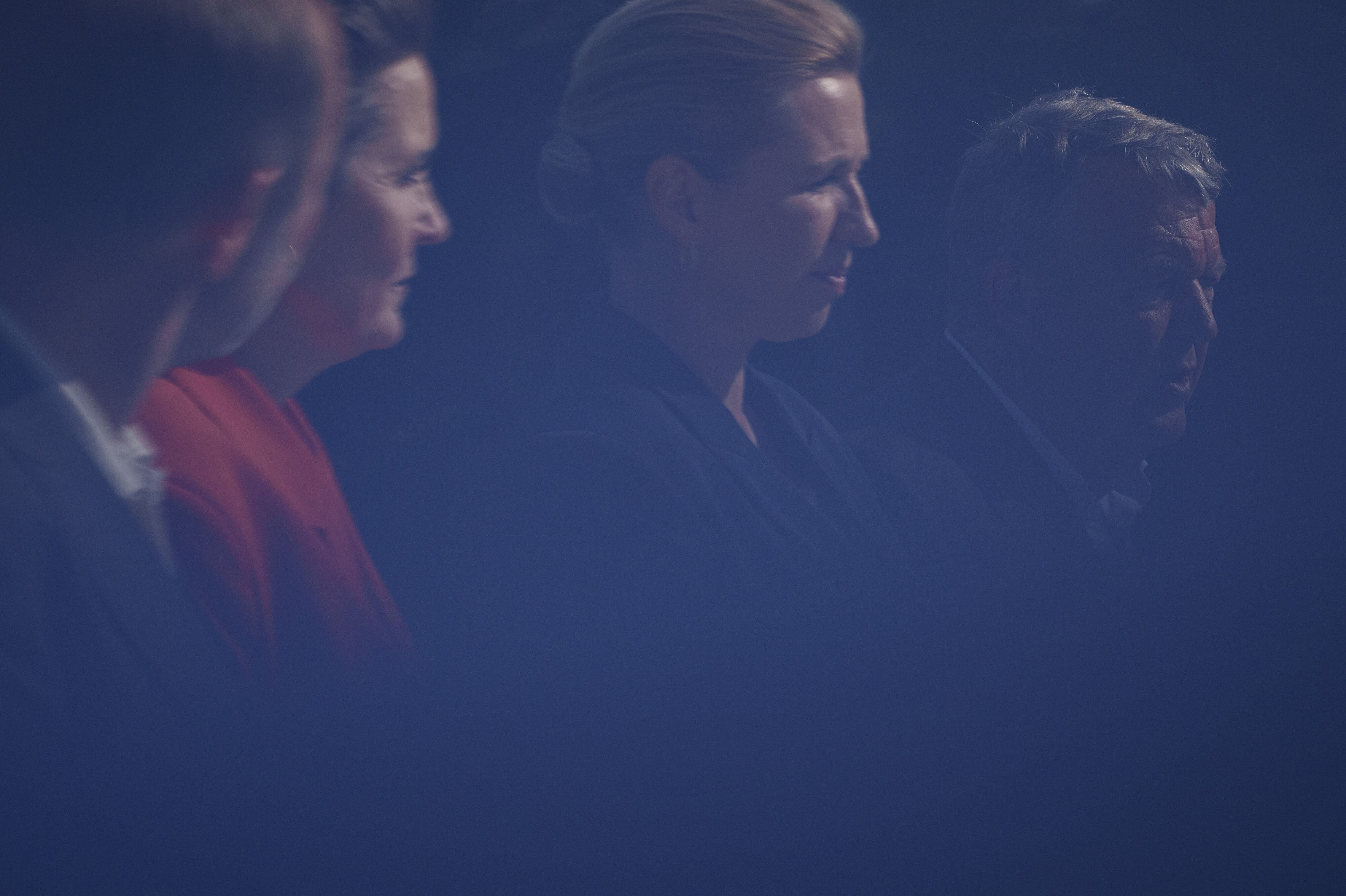 Partilederne Mette Frederiksen (S), Pia Olsen Dyhr (SF), Lars Løkke Rasmussen (M) og Martin Lidegaard (R) præsenterede tirsdag regeringsgrundlaget for en ny regering i Danmark på Marienborg.