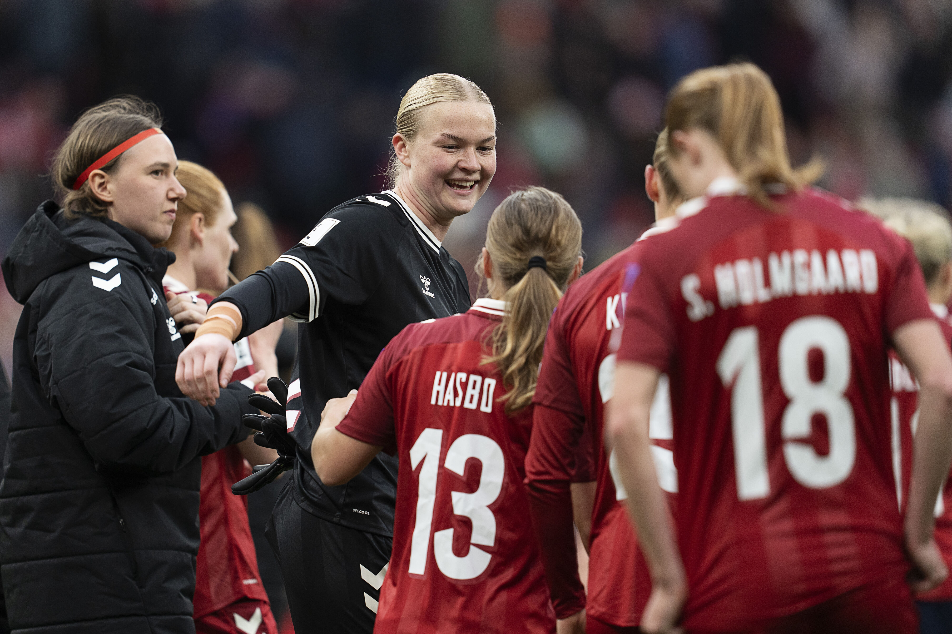 Danmarks Freja Thisgaard under VM-kvalifikationskampen i gruppe 1 i kvindefodbold mellem Danmark og Italien i Parken i København lørdag den 18. april 2026. (Foto: Claus Bech/Ritzau Scanpix)