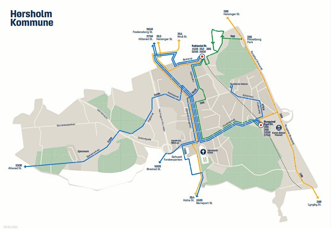 Kort over buslinjerne i Hørsholm Kommune. - Hørsholm Kommune Kort over buslinjerne i Hørsholm Kommune.