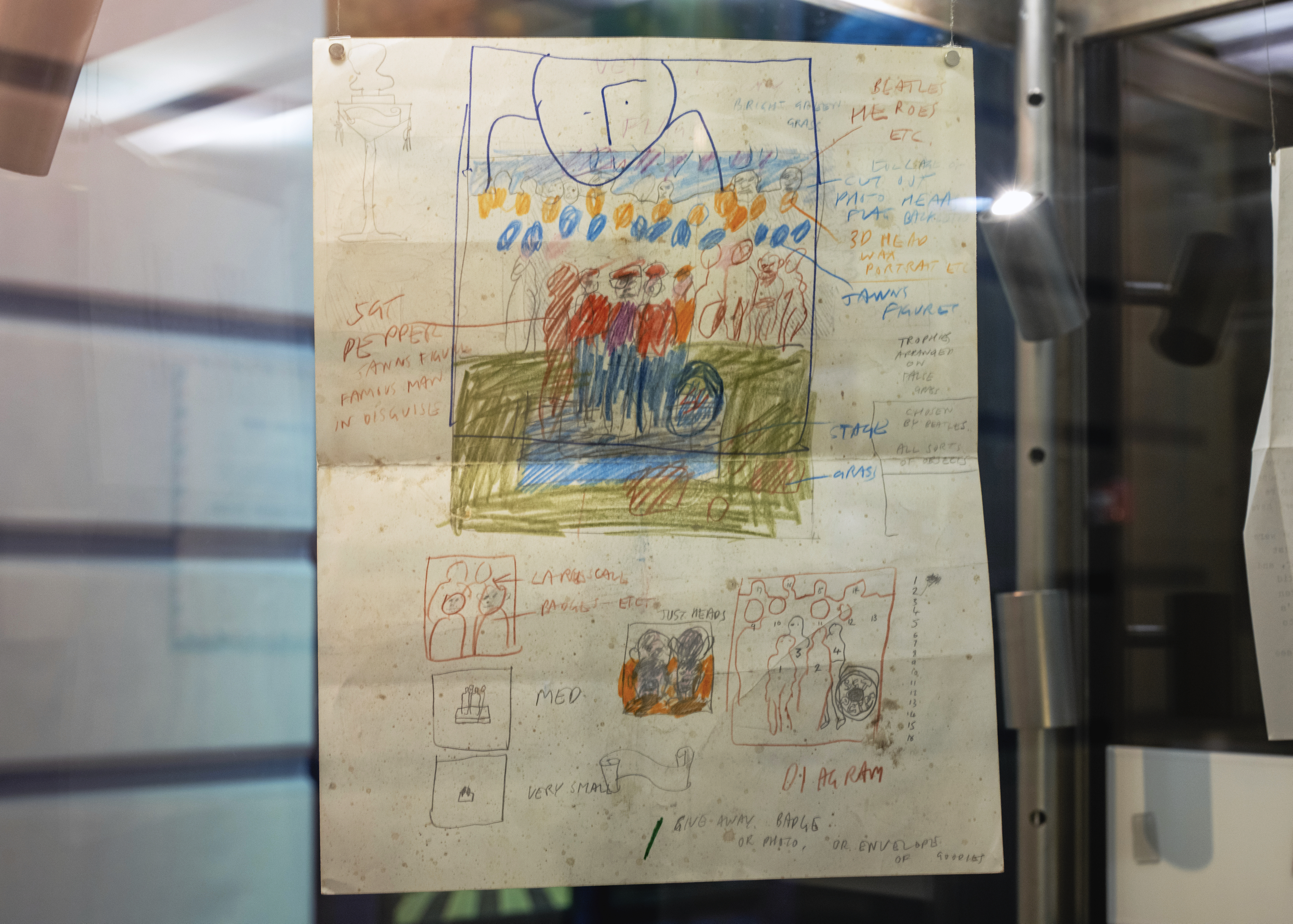 En helt særlig genstand er blevet en del af ROMUs omfattende museumssamling, nemlig Paul McCartneys håndtegnede udkast til det nu så ikoniske cover til Beatles-pladen "Sgt. Pepper’s Lonely Hearts Club Band". Siden foråret 2025 har tegningen kunnet opleves i Rockmuseets særudstilling "Birthe & Beatles".