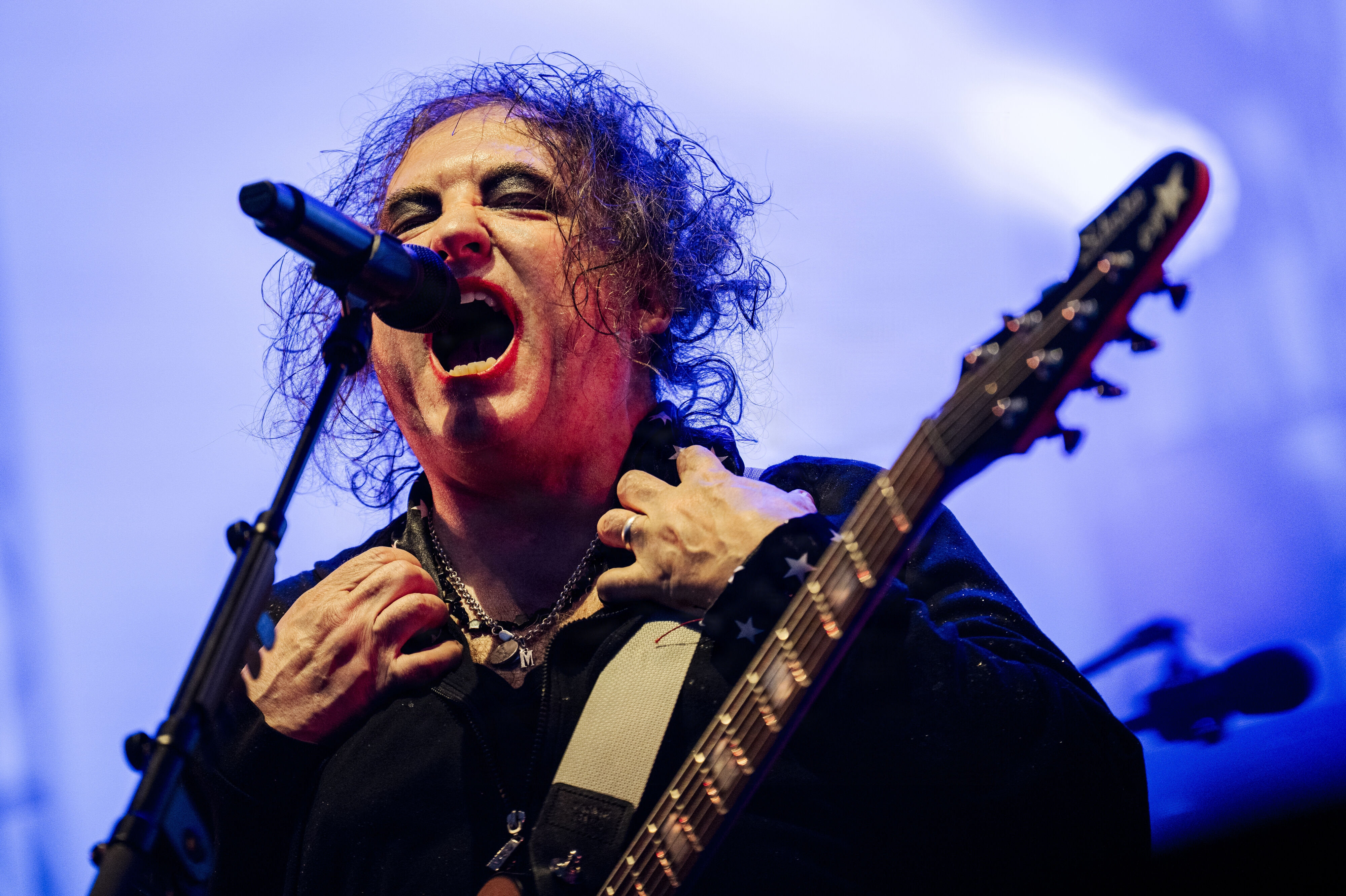 Rockbandet The Cure optrådte onsdag aften på Orange Scene på Roskilde Festival.