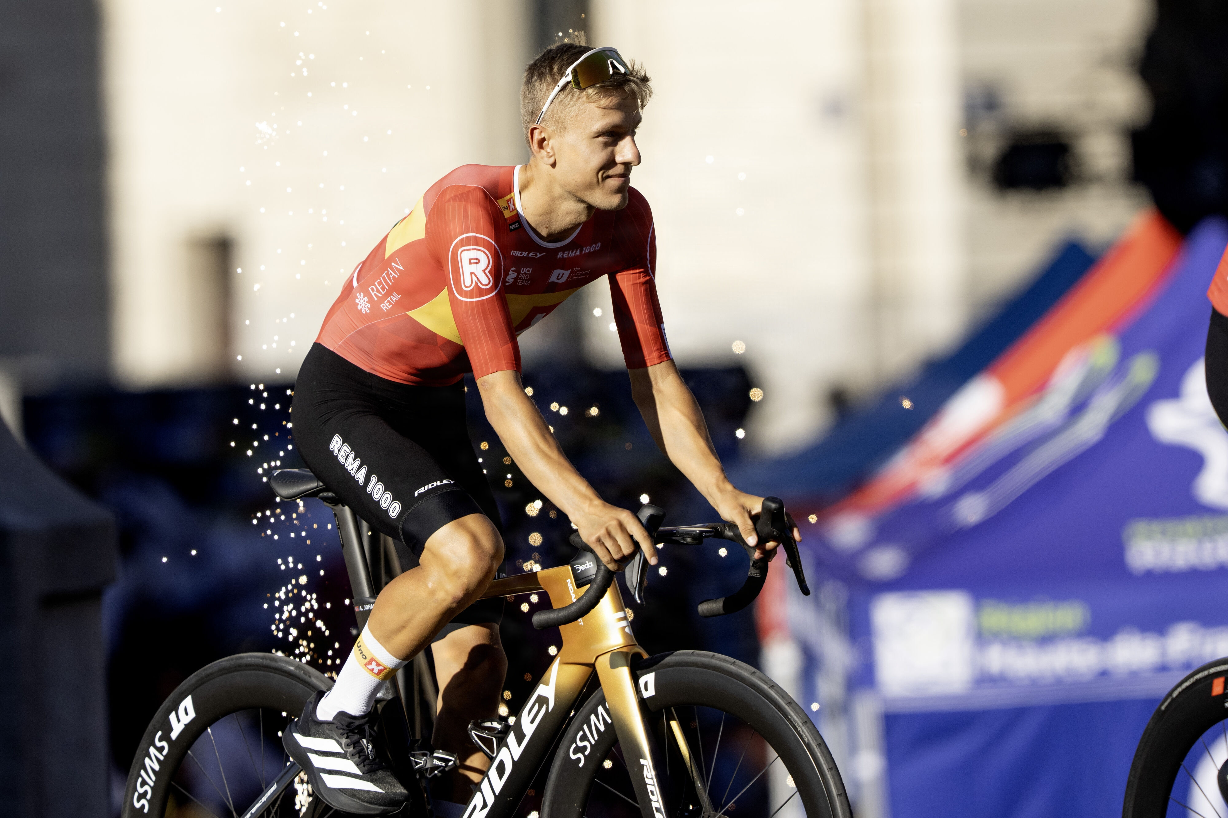 Tobias Halland Johannessen er Uno-X's trumfkort i Tour de France. Her ses han ved holdpræsentationen før sidste års udgave af løbet, hvor han sluttede på en samlet sjetteplads. (Arkivfoto).