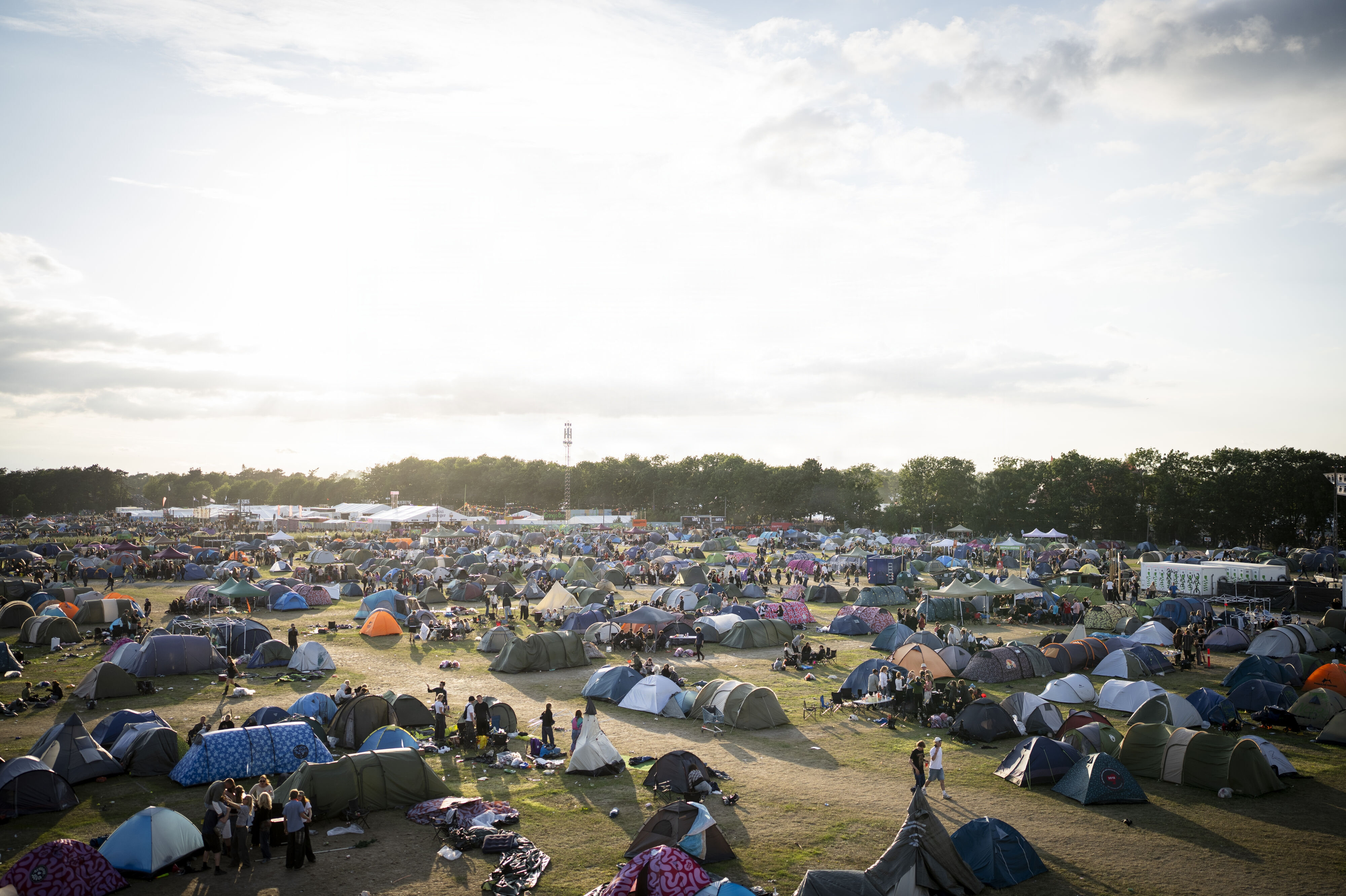 Roskilde Festival sluttede lørdag. Her ses et billede af et af festivalens campingområder.