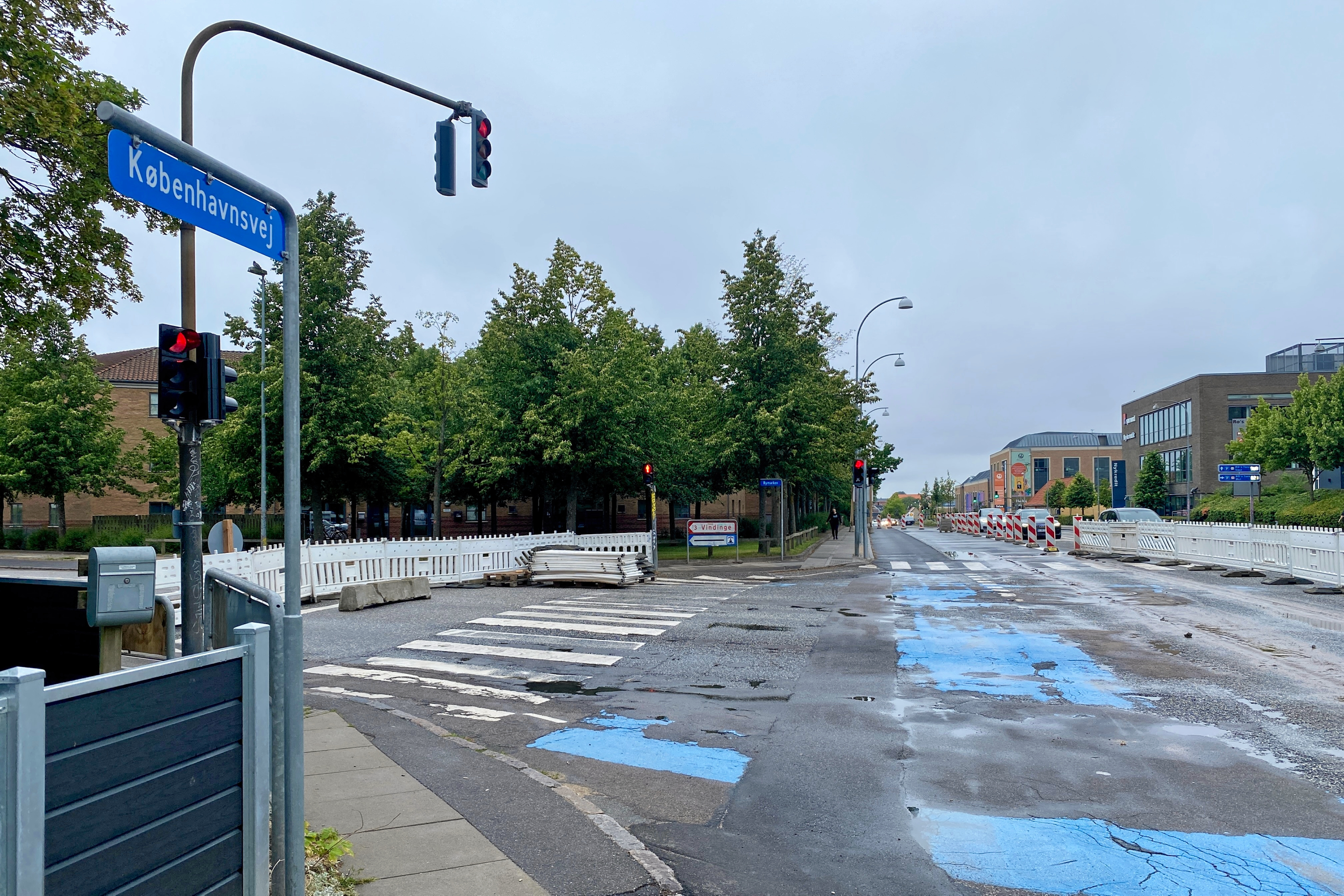 Bymarken er spærret i krydset ved Københavnsvej i tre uger.