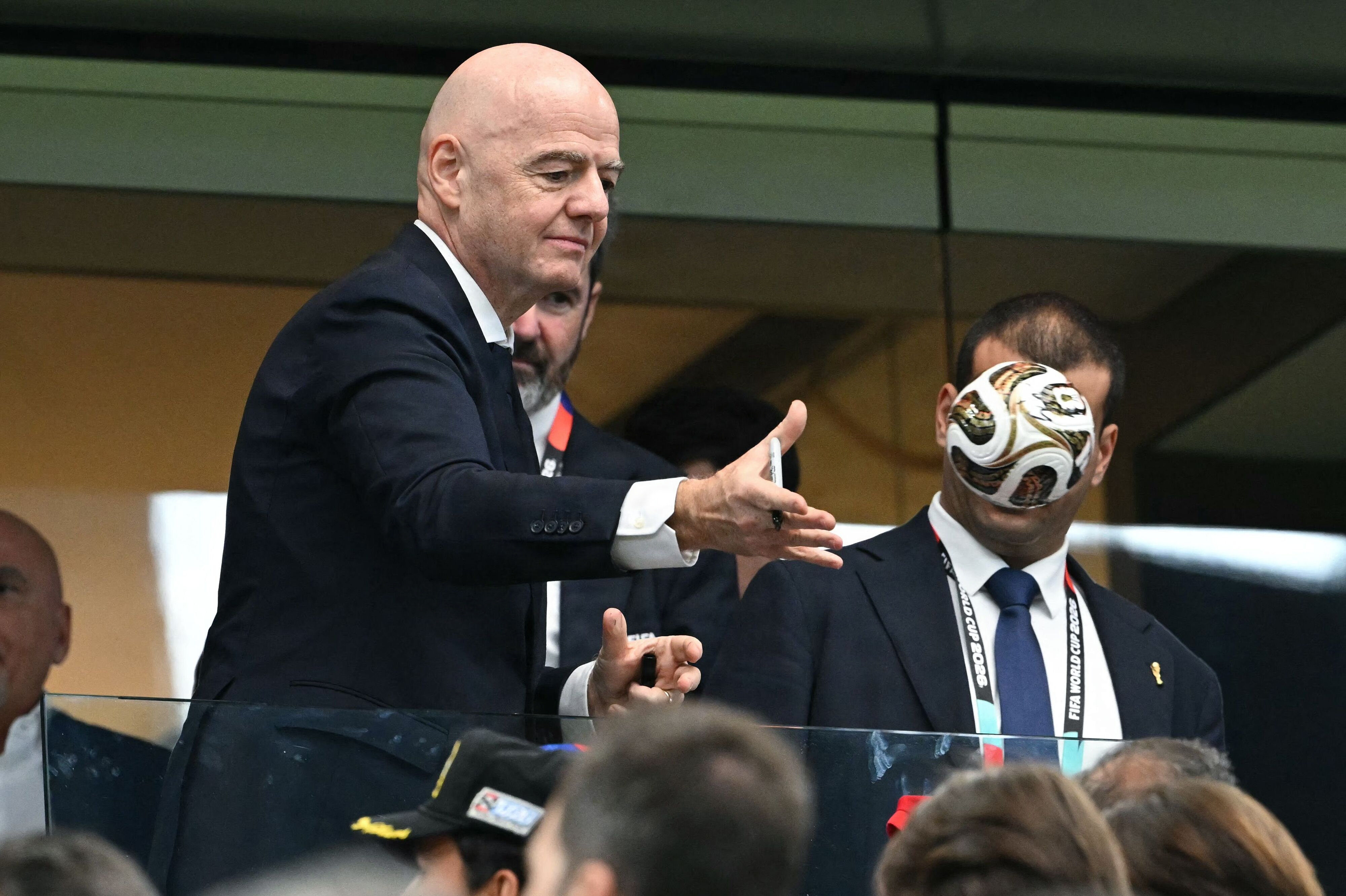 Gianni Infantino var til stede på stadion i Arlington i USA, da Spanien og Frankrig mødtes i semifinalerne den 14. juli. (Arkivfoto).