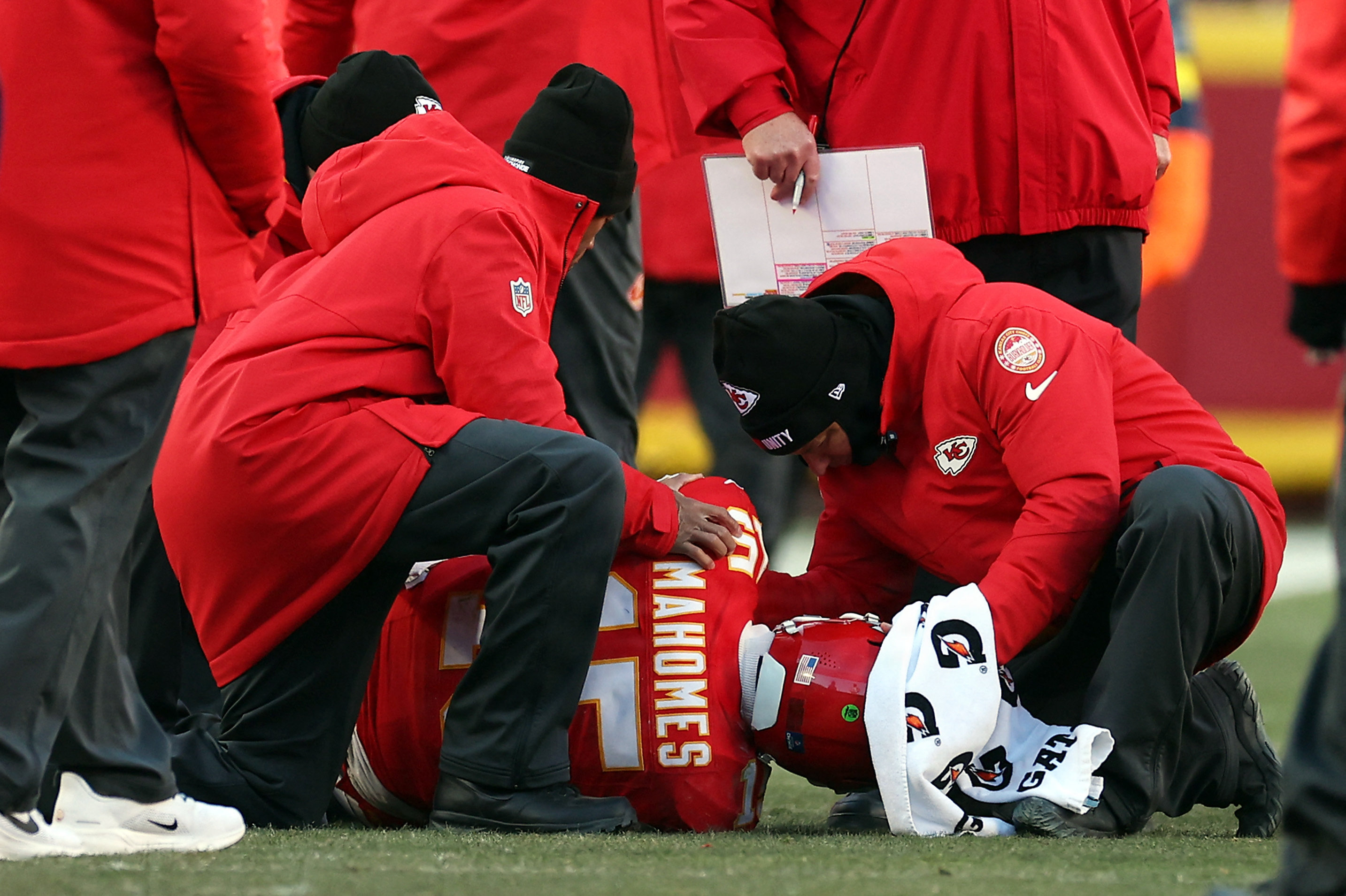 Patrick Mahomes kom slemt til skade i december. (Arkivfoto).
