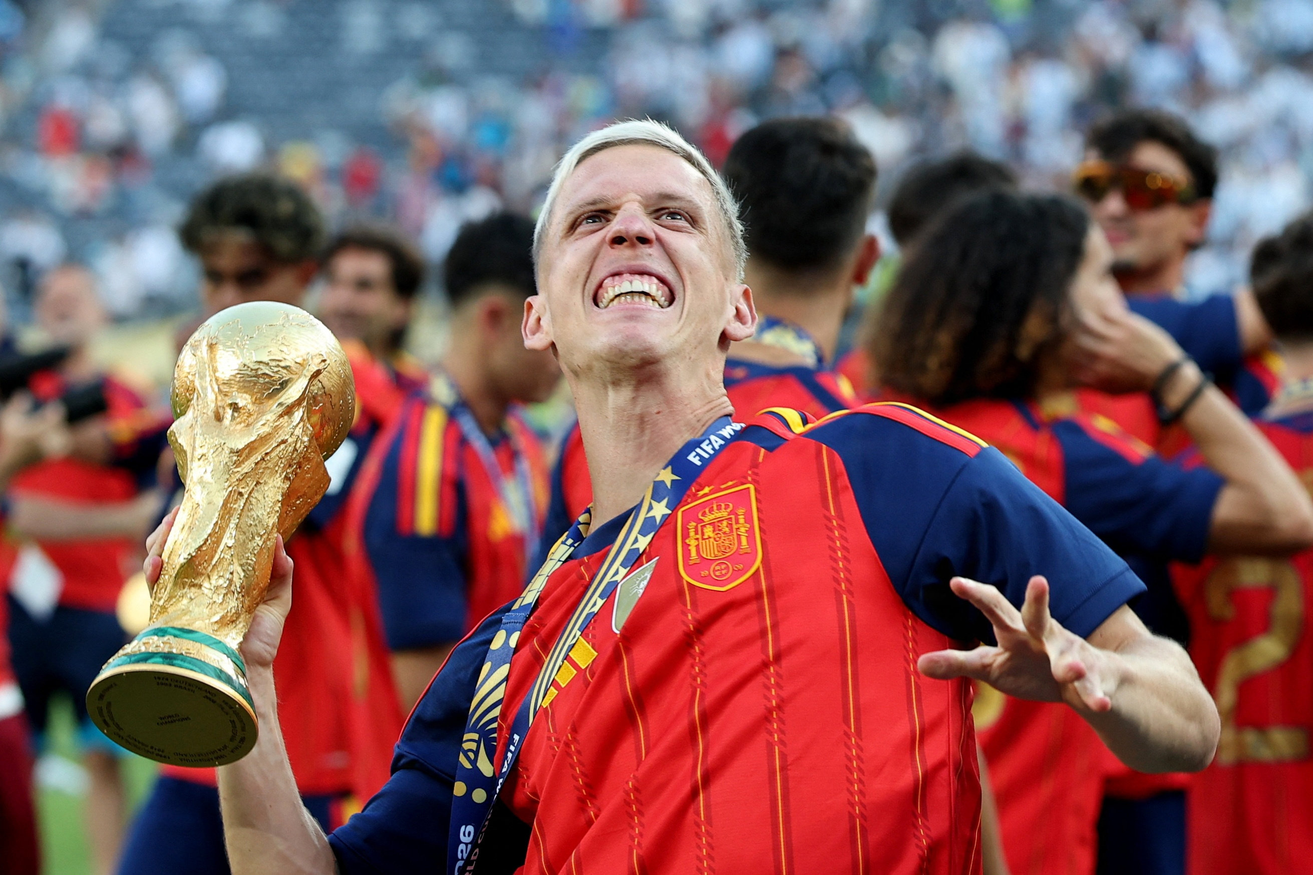 Dani Olmo var involveret i seks kampe under VM for Spanien, der vandt VM-titlen for anden gang i historien. Spanien vandt første gang VM-trofæet i 2010 i Sydafrika. (Arkivfoto).