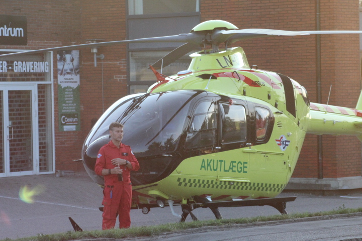 Helikopteren blev tilkaldt til en arbejdsulykke i Slagelse.