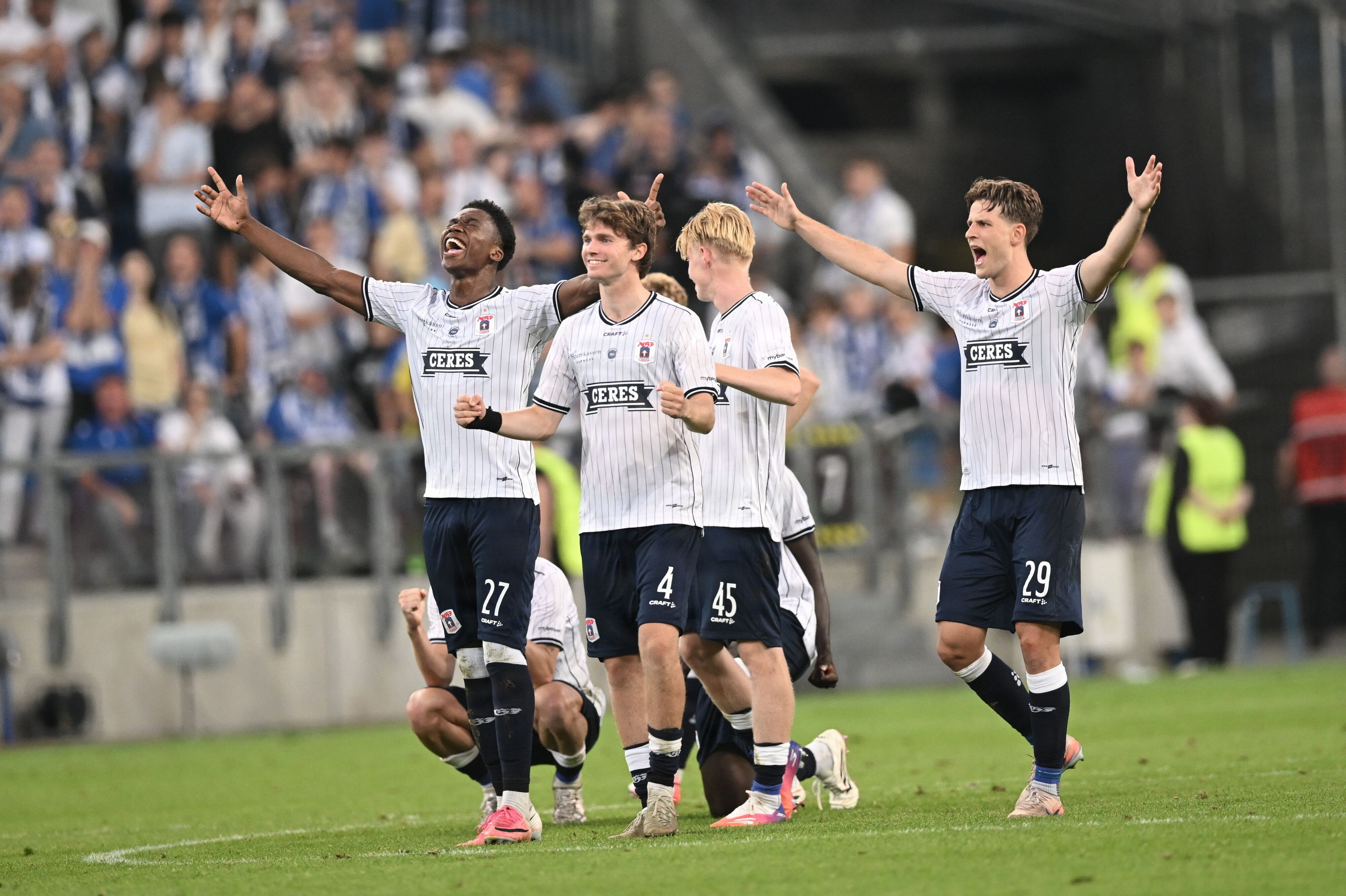 AGF leverede et flot europæisk comeback mod polske Lech Poznan i sidste uge og kan fortsat drømme om Champions Leagues gruppefase. (Arkivfoto).