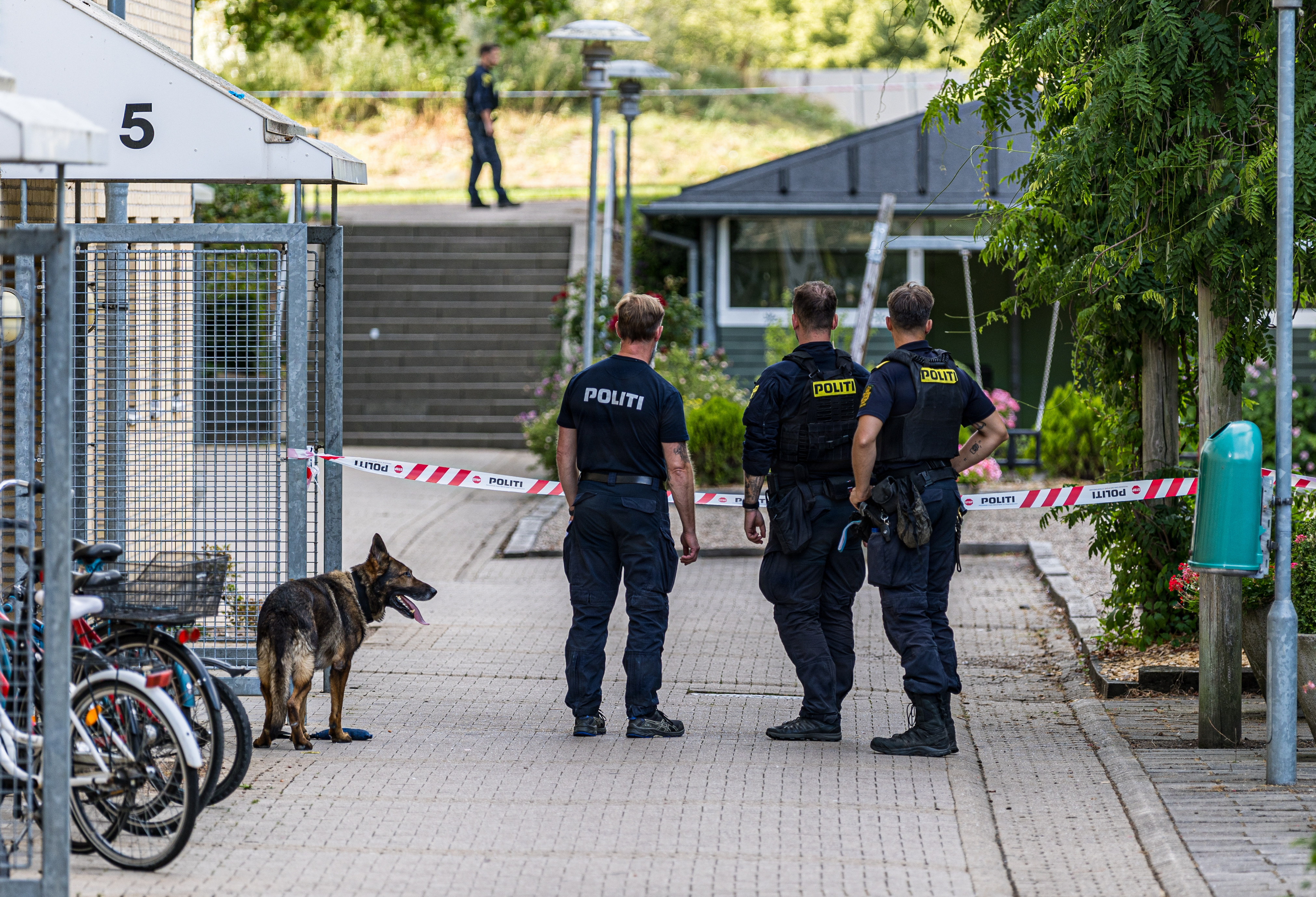 Politiet var talstærkt til stede i Holbæk efter et skyderi.