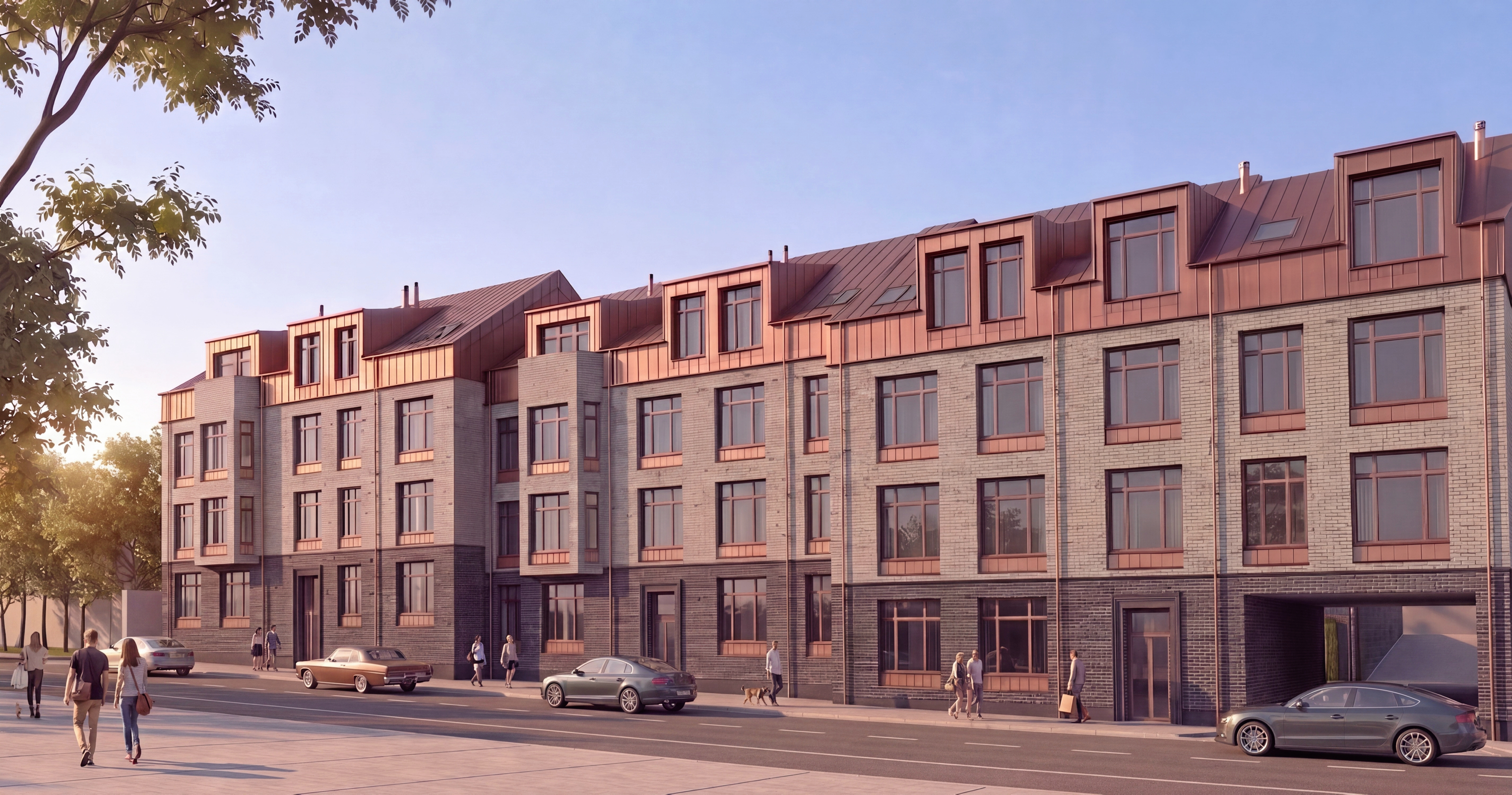 Sådan kommer den nye etageejendom på Usserød Kongevej 29-33 til at tage sig ud. Der indrettes 33 lejligheder i varierende størrelser med parkering og gårdhave på bagsiden.