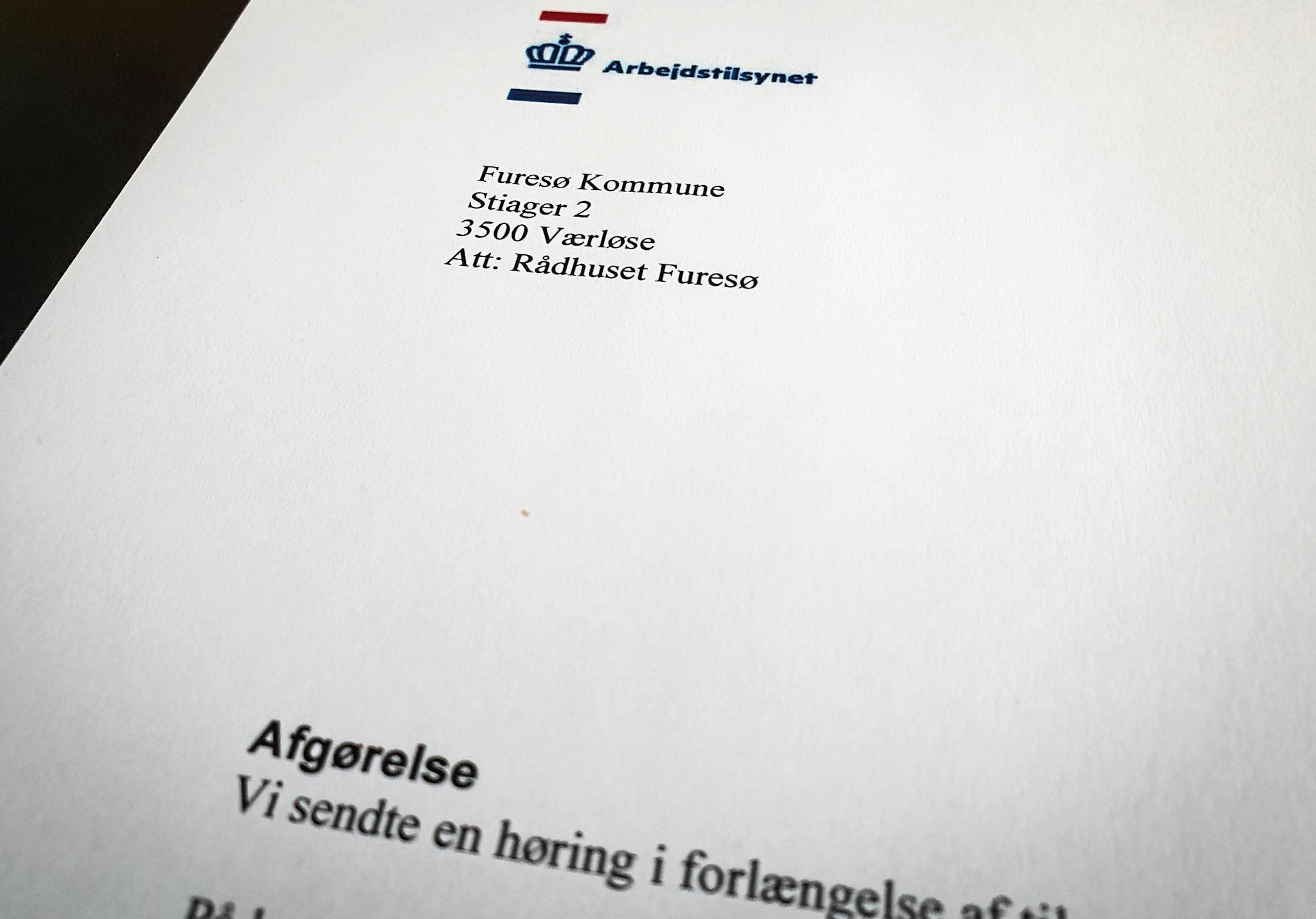 Arbejdstilsynets afgørelse om påbud, som Frederiksborg Amts Avis har fået aktindsigt i.
