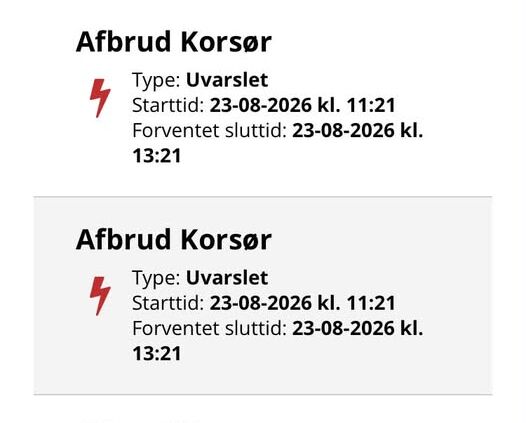 Flere end 800 hustande blev søndag formiddag ramt af strømafbrud i Korsør.
