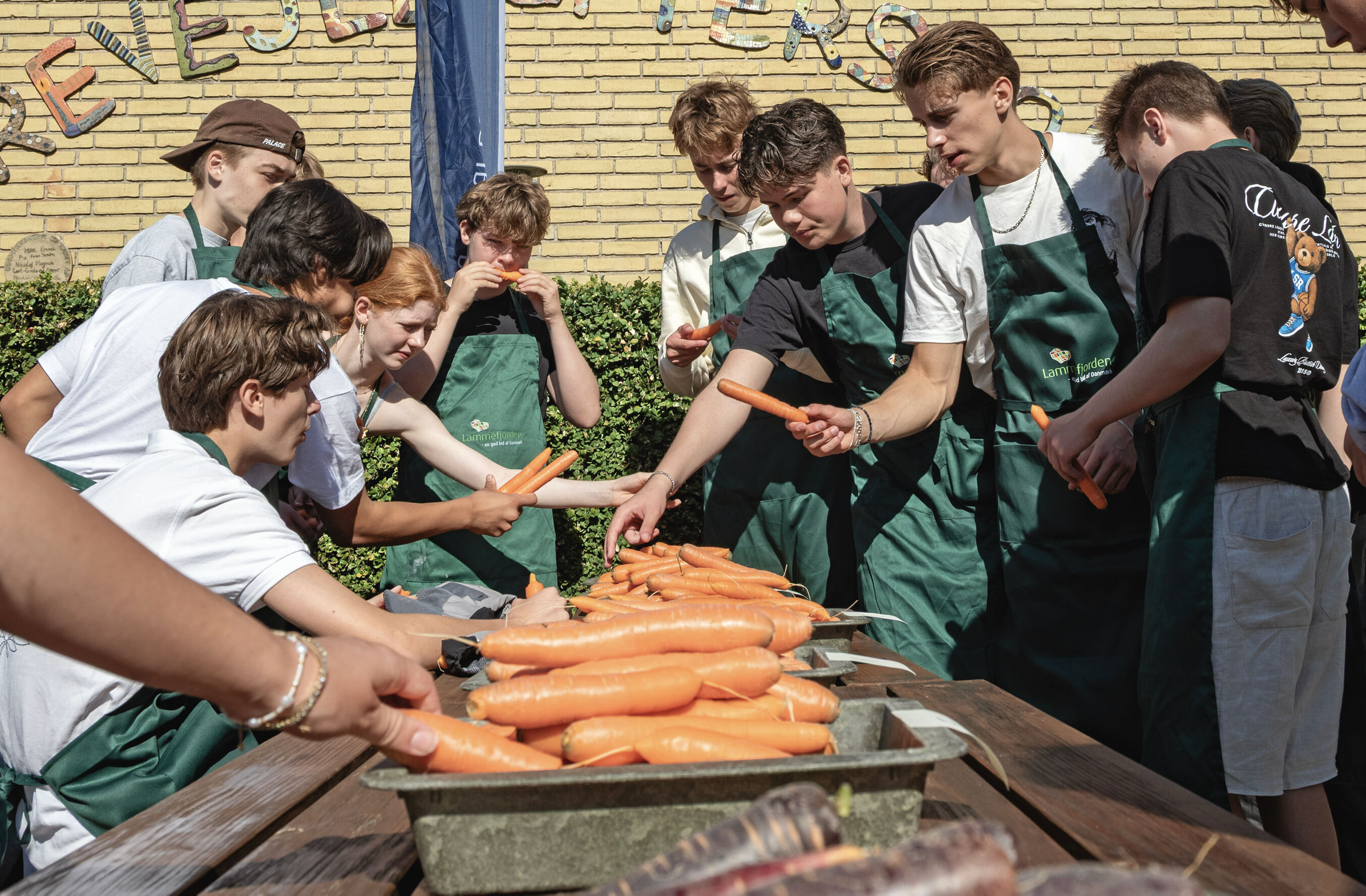 Appetitten fejlede intet, da eleverne på Fårevejle Efterskole kastede sig over gulerødderne.