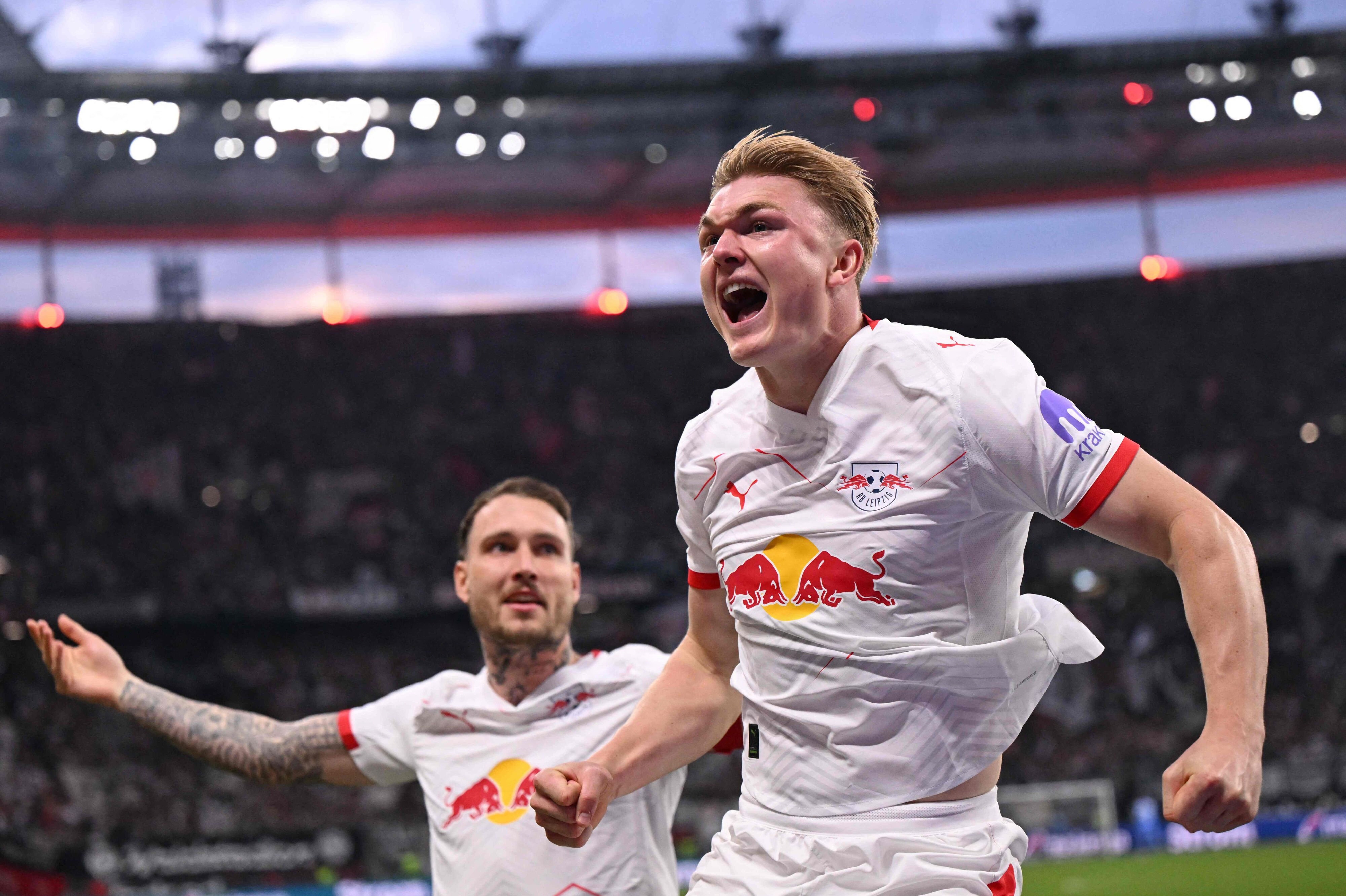 Den danske angriber Conrad Harder har spillet 30 ligakampe for Leipzig og scoret tre mål. Nu rykker han mod nye græsgange i franske Strasbourg, hvortil han udlejes resten af sæsonen. (Arkivfoto).