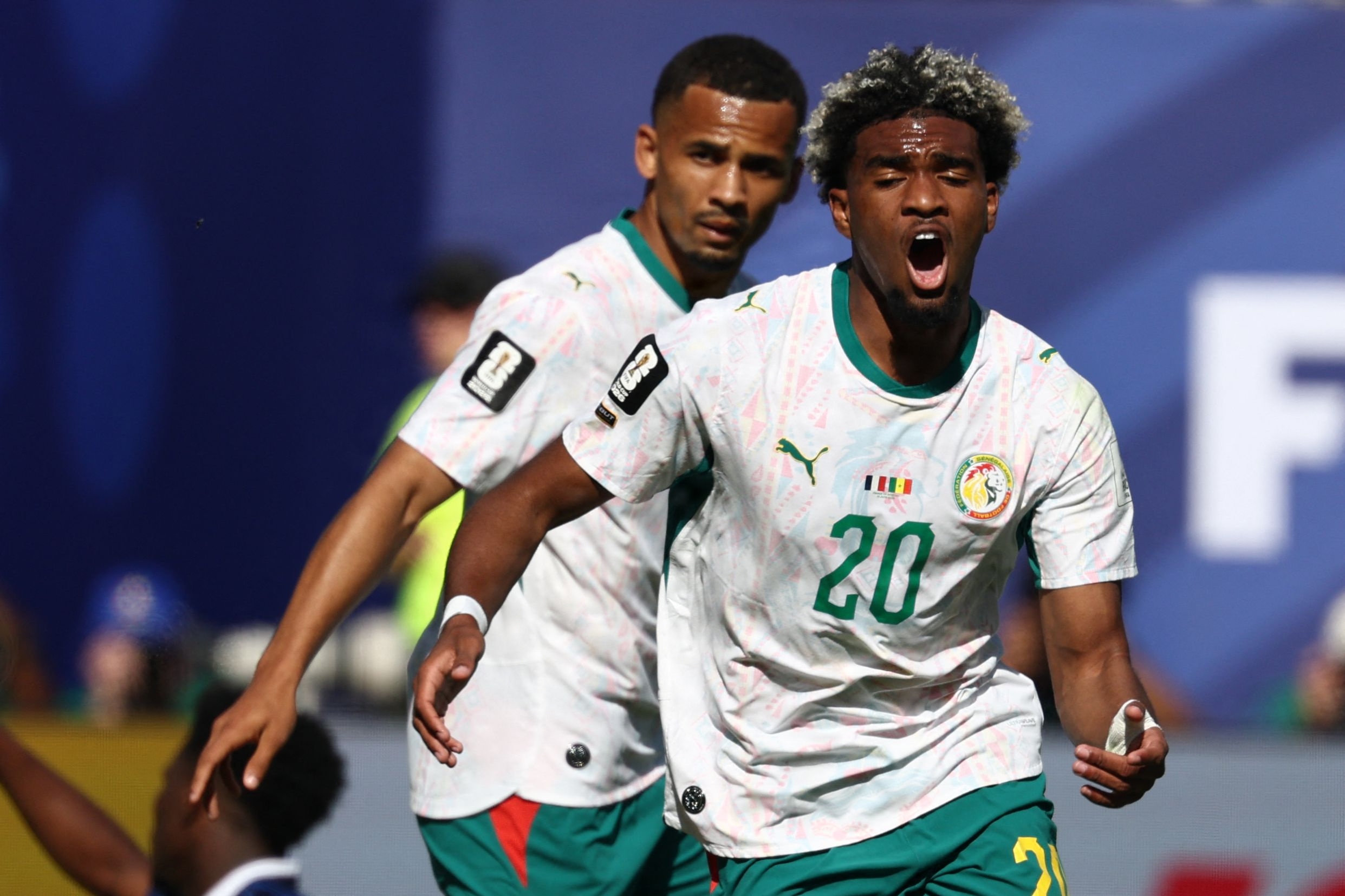 Ibrahim Mbaye scorede Senegals første mål til sommerens VM i kampen mod sit fødeland, Frankrig. Nu skifter den unge kant fra PSG til Aston Villa. (Arkivfoto).