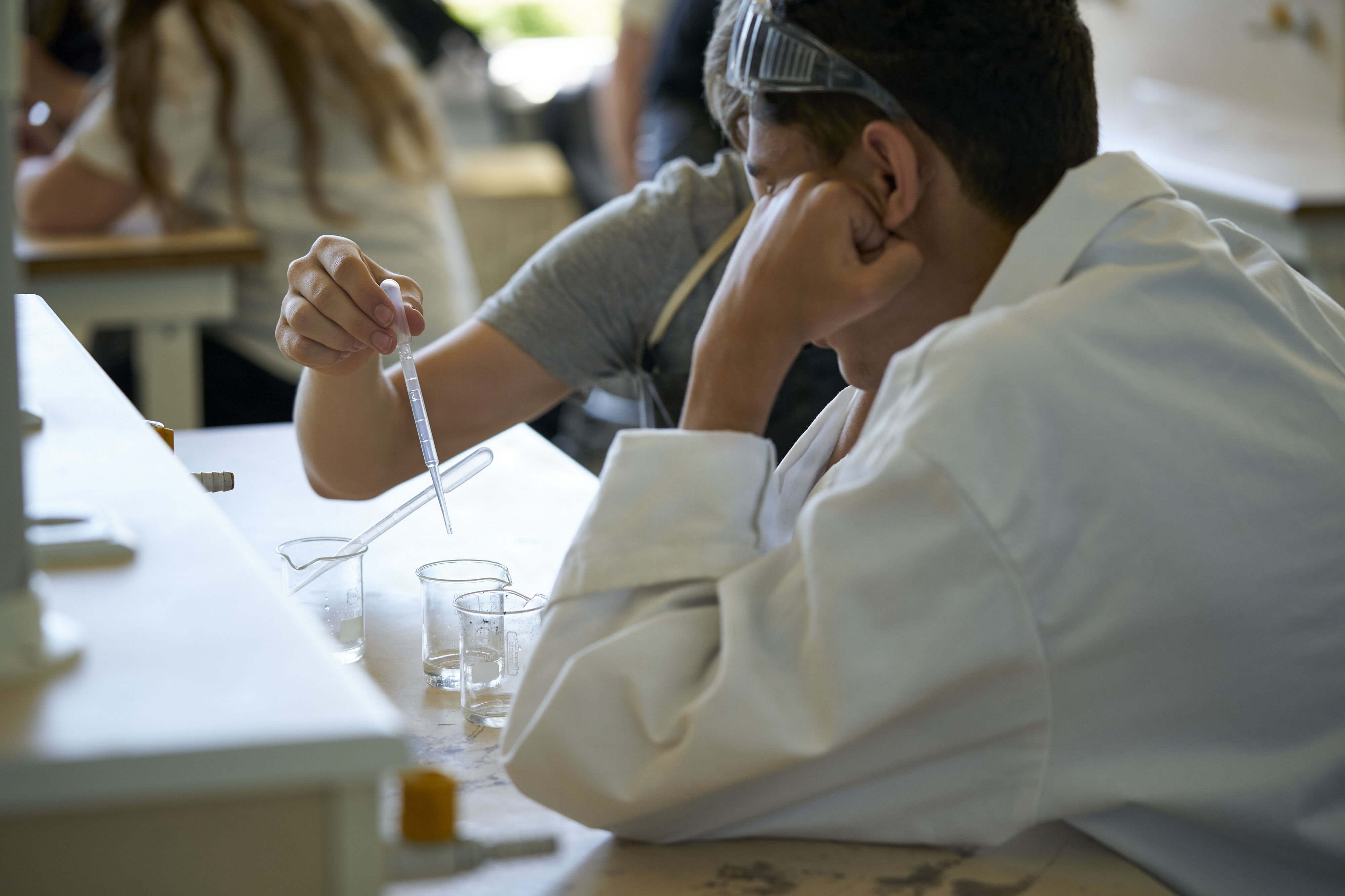 Elever ses her have naturfag i 2021. Naturfag omfatter natur/teknologi, matematik, biologi og fysik/kemi. (Arkivfoto).