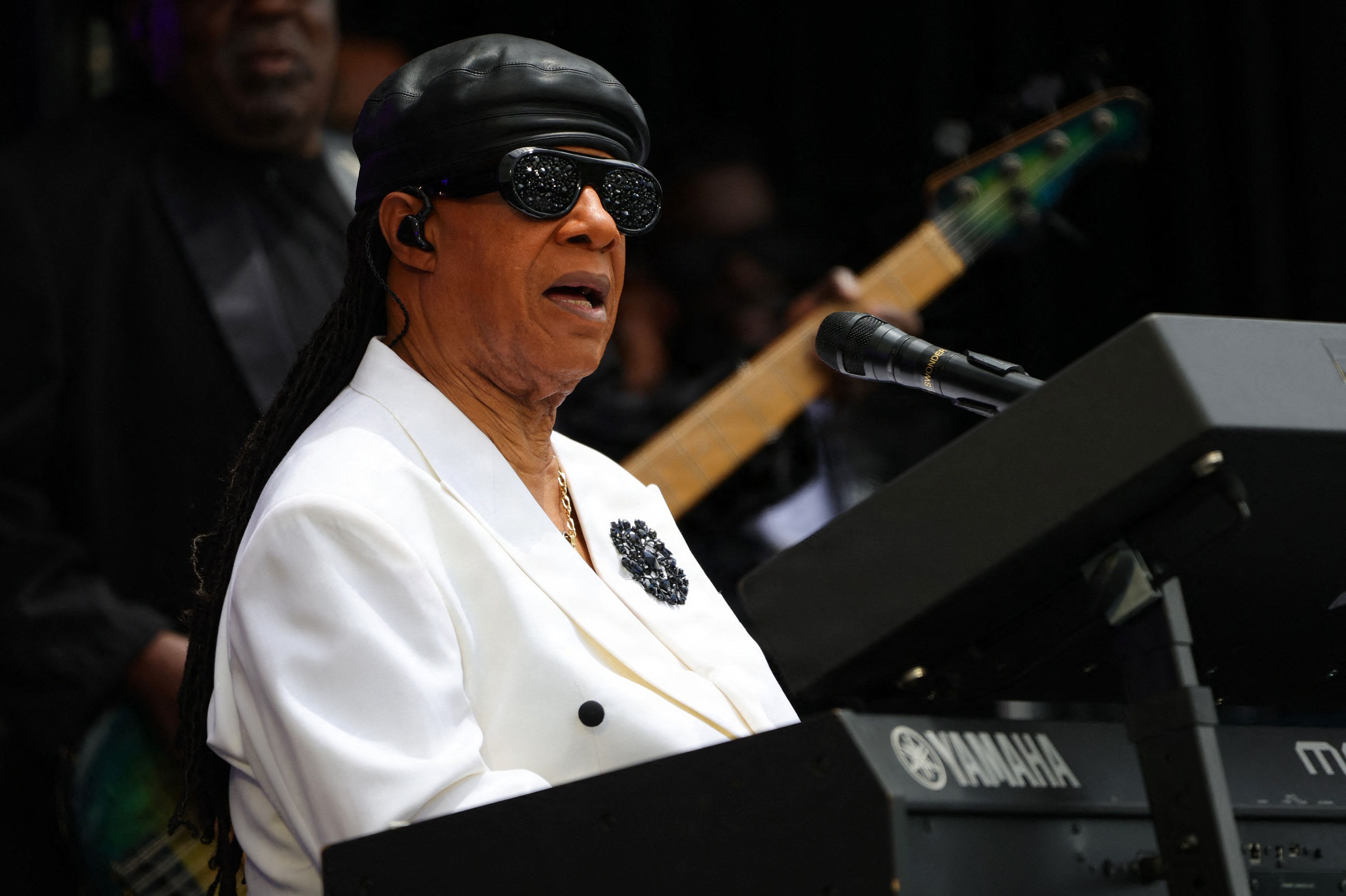 76-årige Stevie Wonder optrådte, da Barack Obamas præsidentbibliotek - Barack Obama Presidential Center - blev indviet i juni. I næste måned er det koncertgæster i Royal Arena, som kan se den amerikanske stjerne. (Arkivfoto).