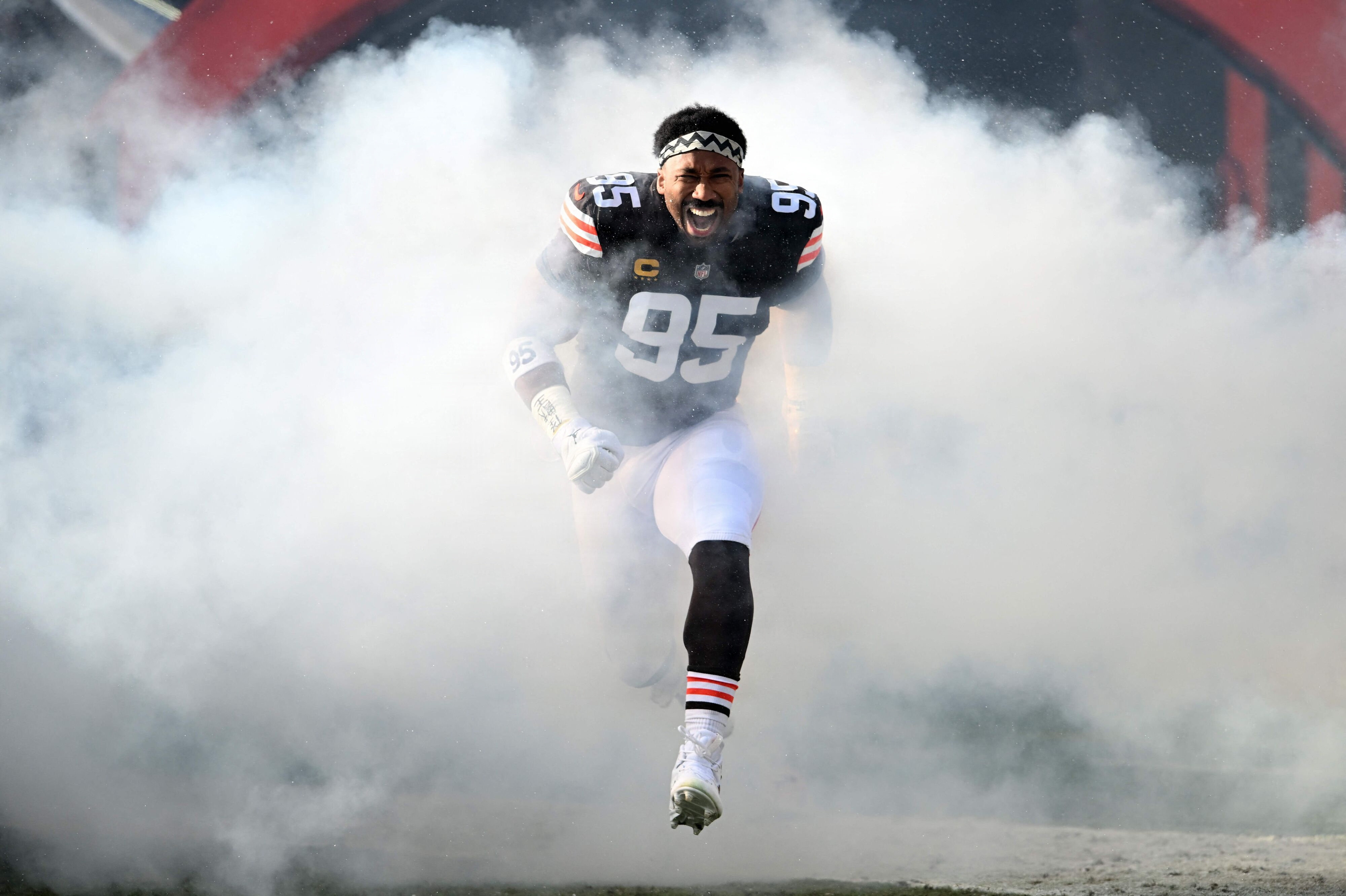 Myles Garrett satte i den forgangne sæson ny rekord for flest sacks i NFL. Nogle måneder senere blev han sendt til Los Angeles Rams. (Arkivfoto).