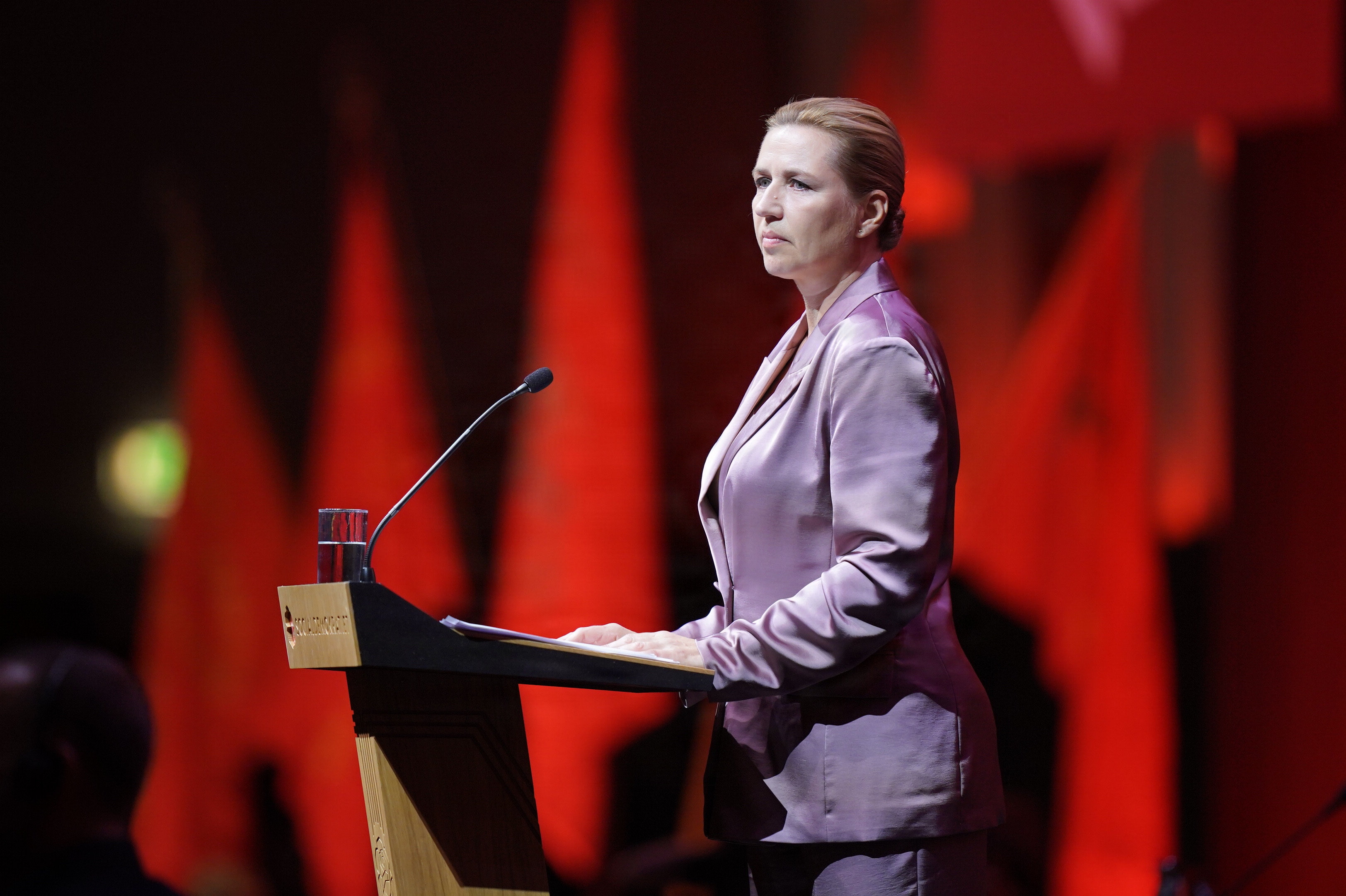 Mette Frederiksen holder formandstale ved Socialdemokratiets årsmøde i Aalborg Kongres & Kultur Center.