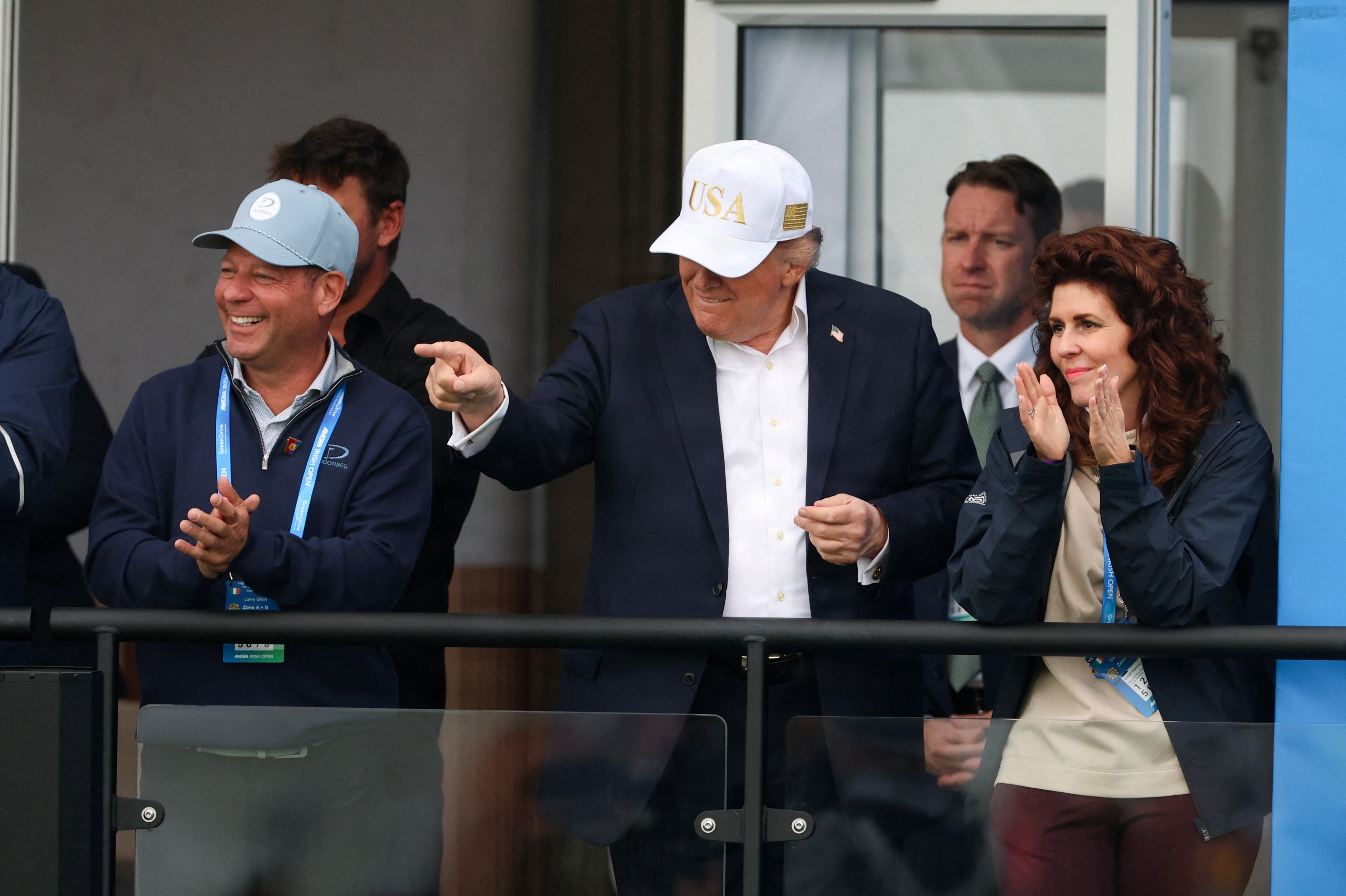 USA's præsident, Donald Trump, var lørdag til stede på tribunen, da DP World Tour-feltet gæstede hans bane i Irland.